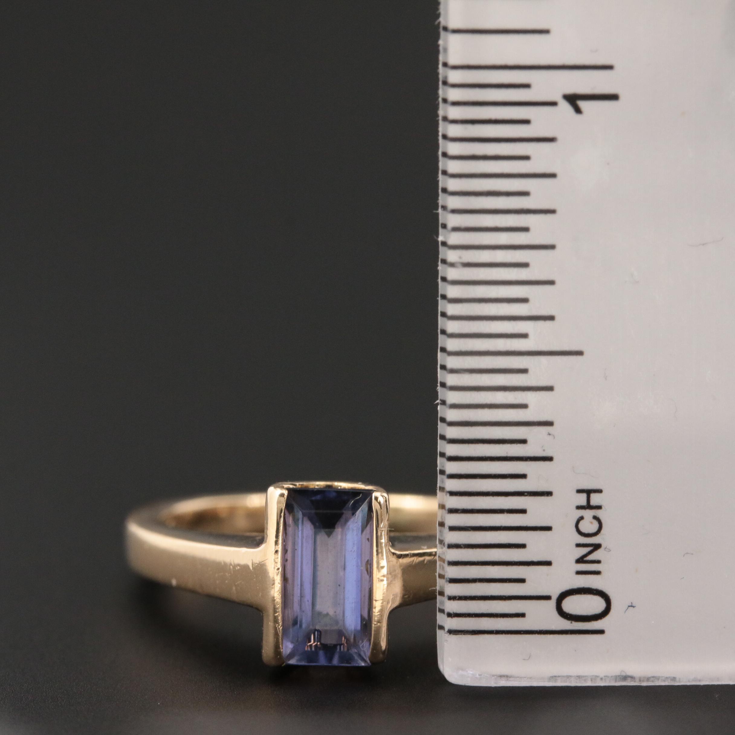 14K Yellow Gold Iolite Solitaire Ring
