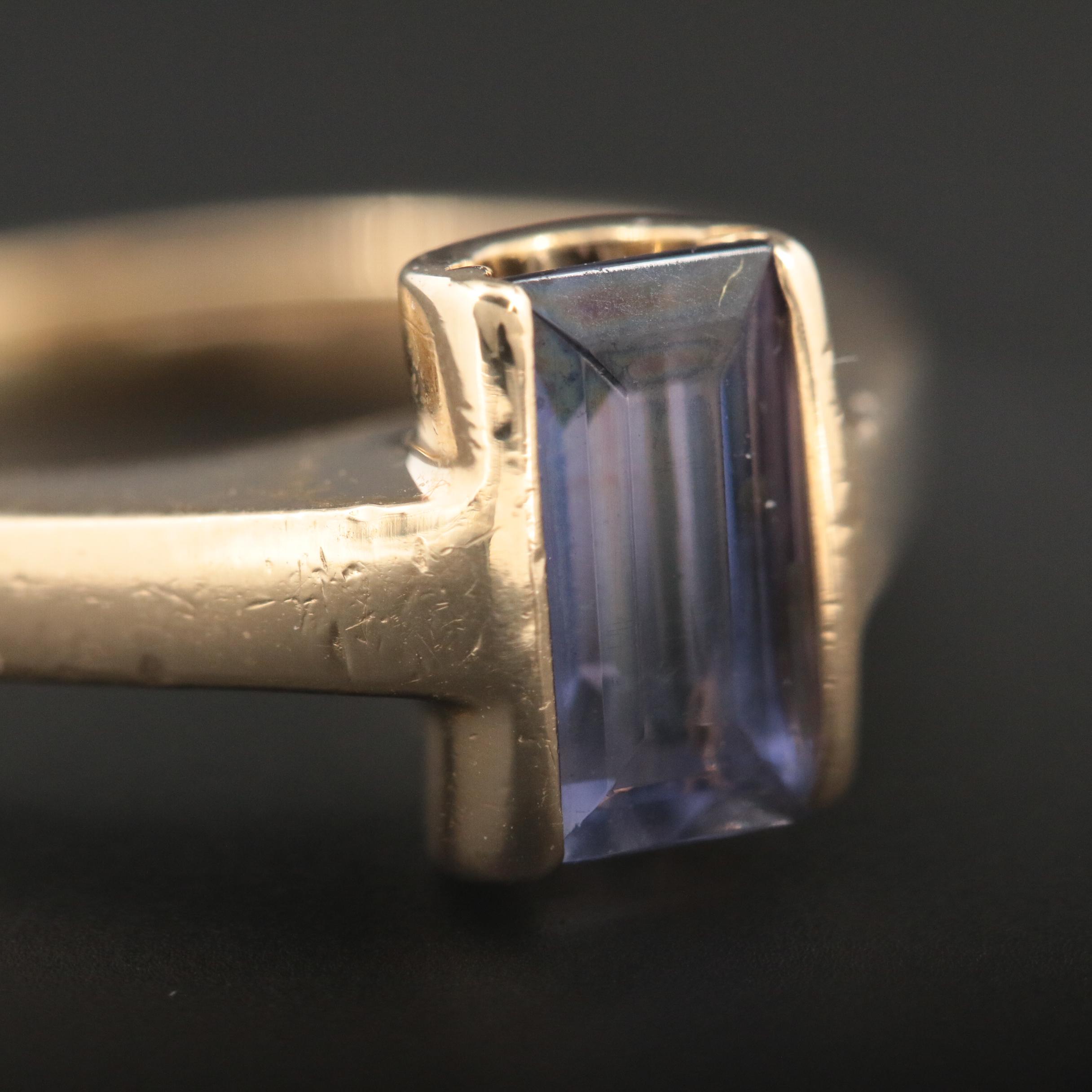 14K Yellow Gold Iolite Solitaire Ring