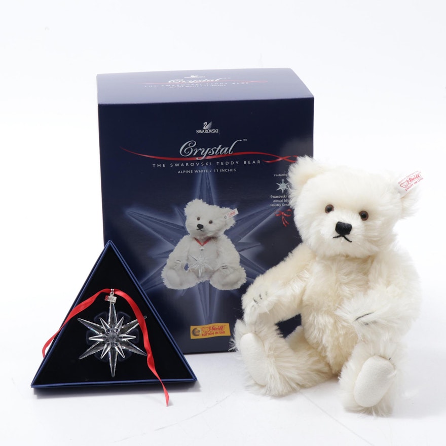 Swarovski for Steiff 2005 Annual Christmas Teddy Bear with Crystal Ornament