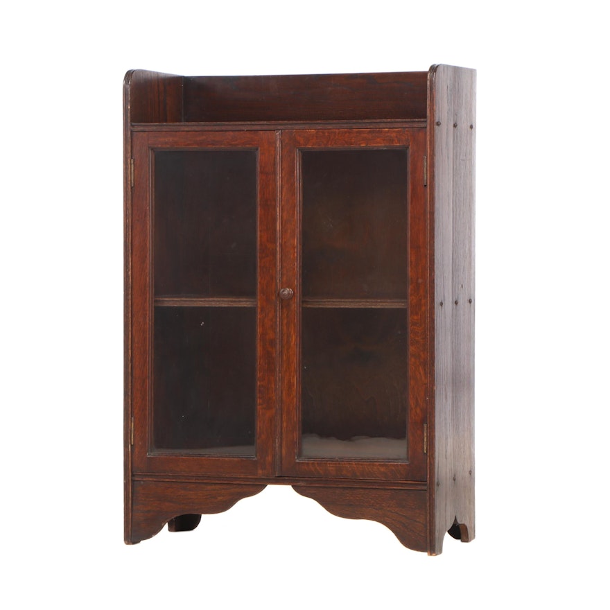 Small Oak Glazed-Door Bookcase, Early 20th Century