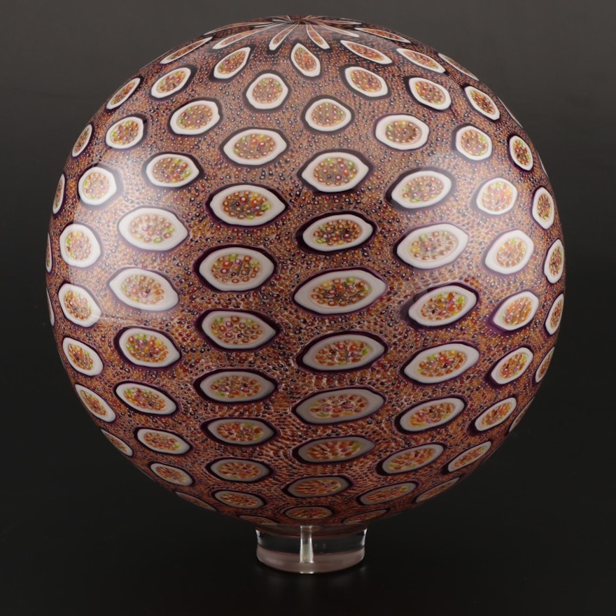 David Patchen "Sphere" Handblown Murrine Art Glass Sculpture, Contemporary