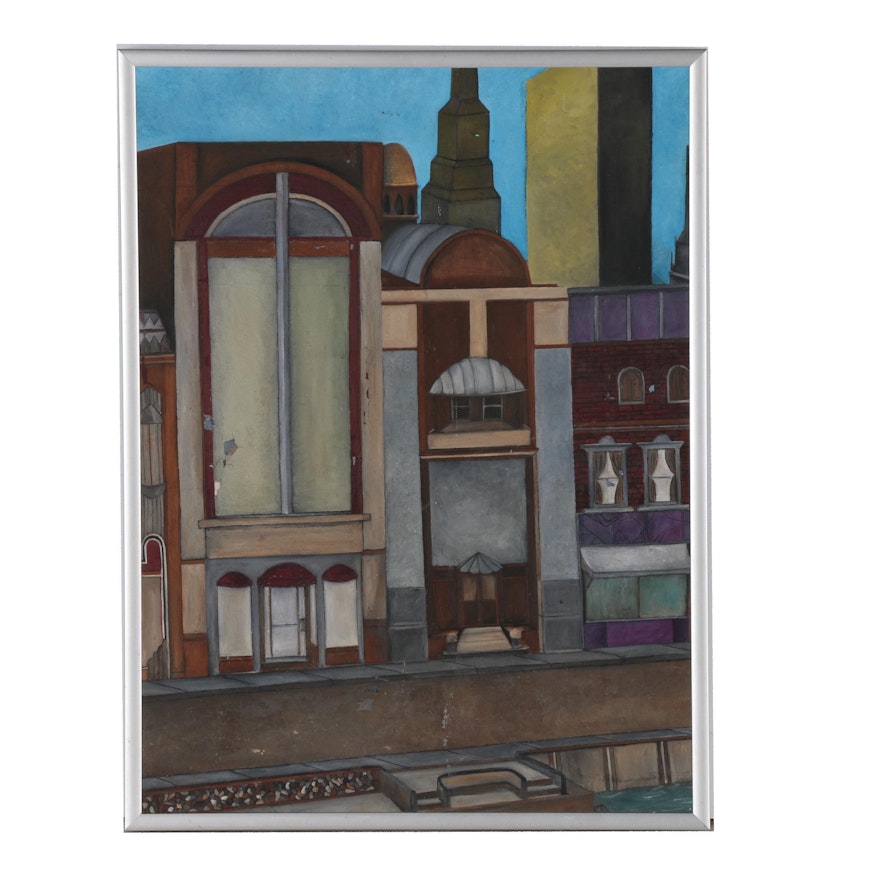 Architectural Oil Painting, Late 20th Century