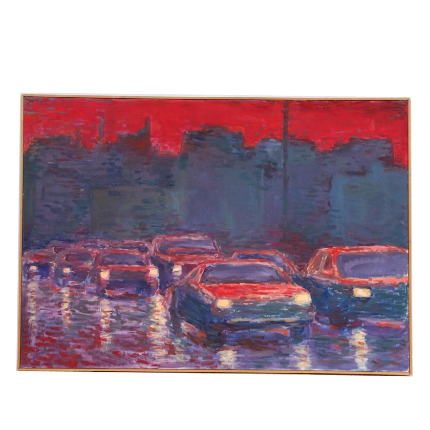 Farnoosh Lanjani Oil Painting "Cars II," 1990