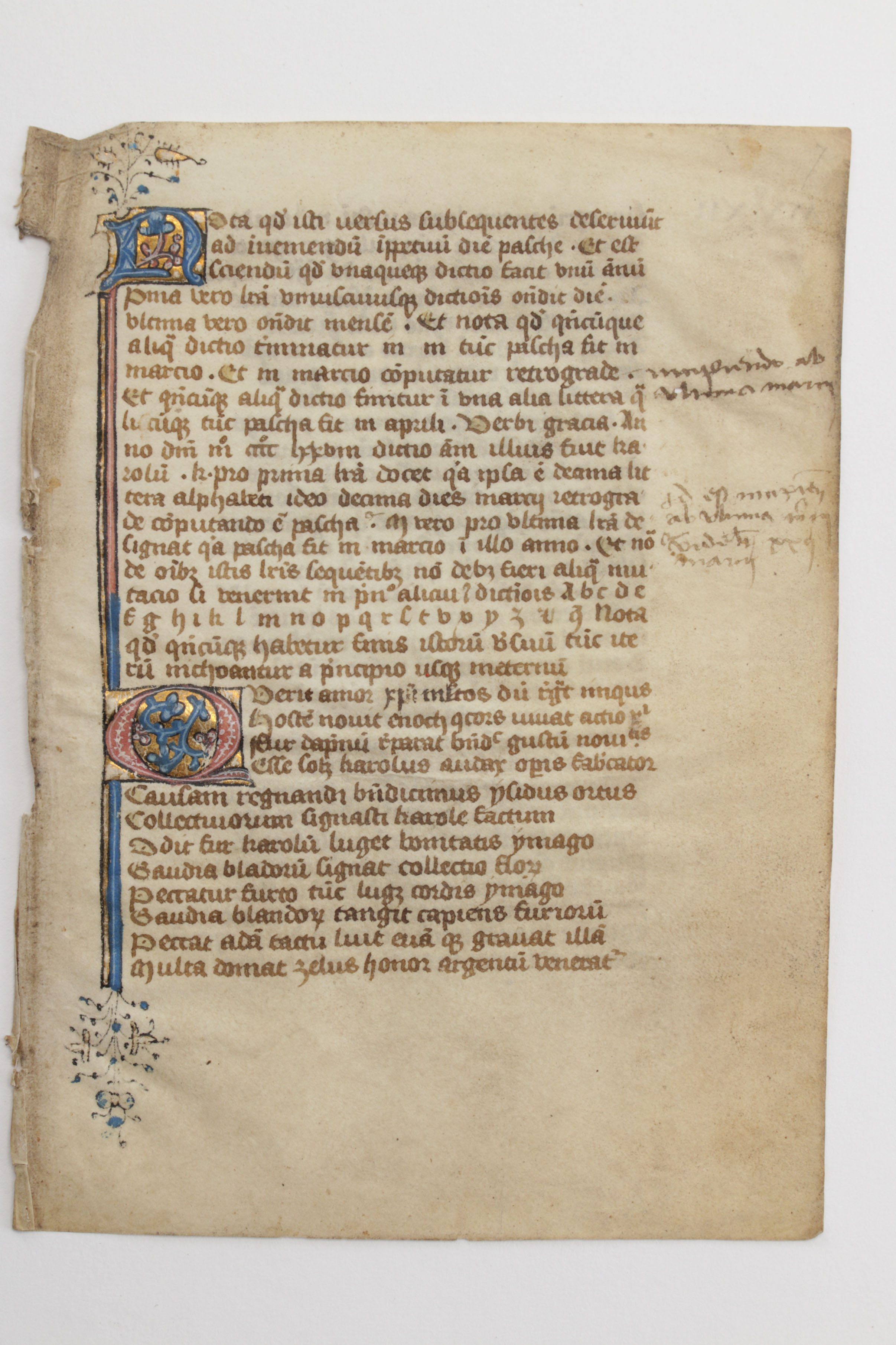 Mid 13th - Mid 14th Century Illuminated Leaves in Latin