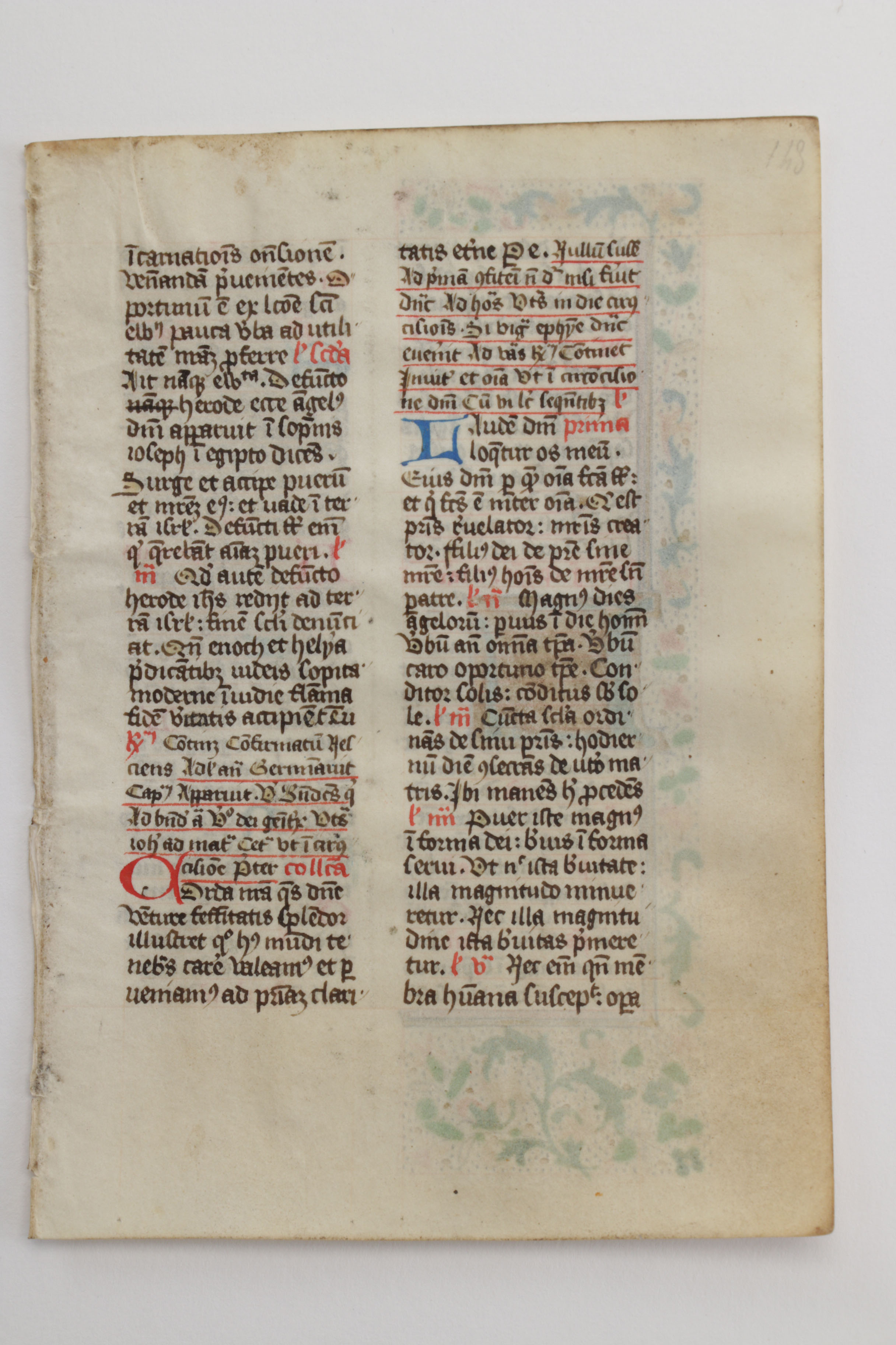 Mid 13th - Mid 14th Century Illuminated Leaves in Latin