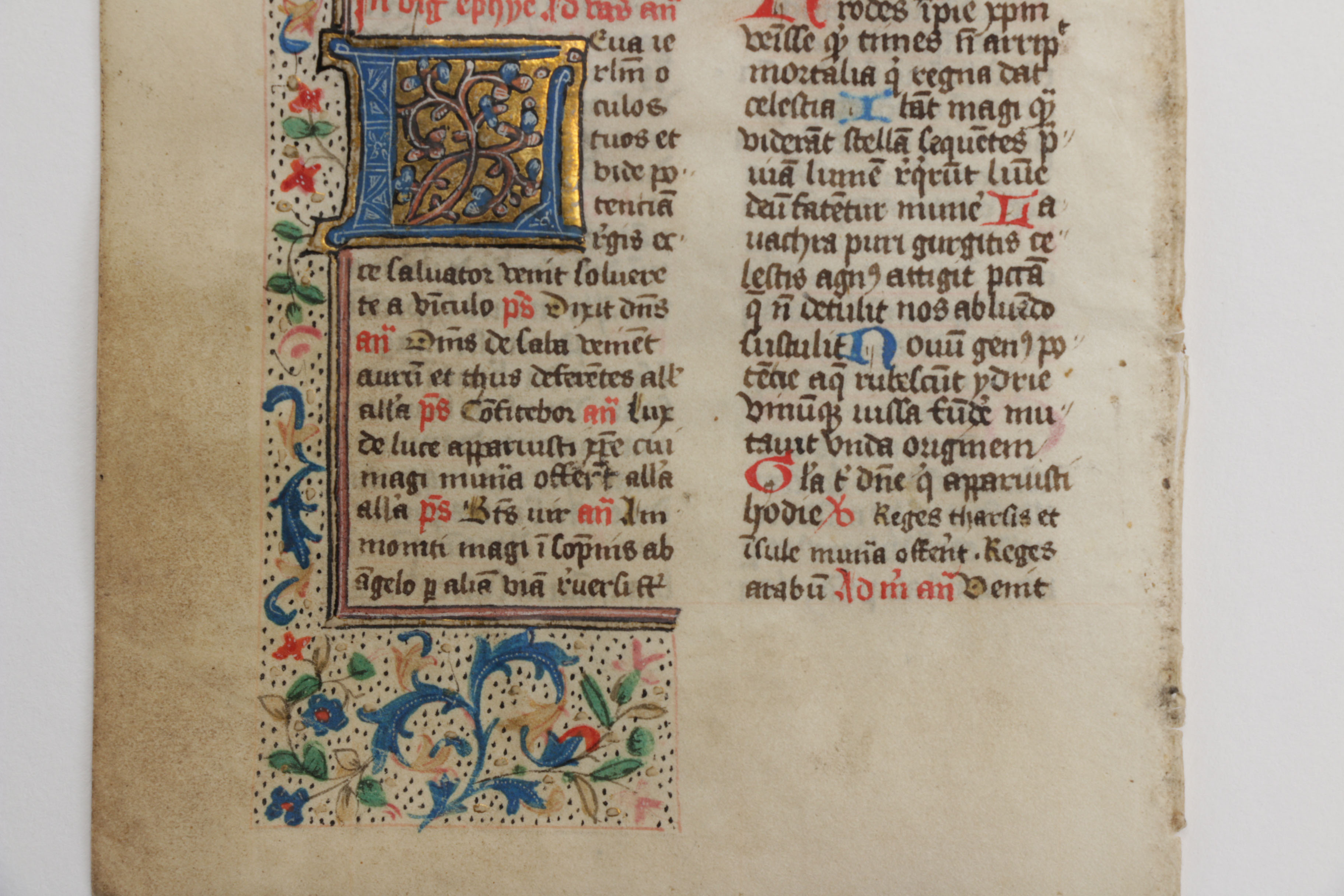 Mid 13th - Mid 14th Century Illuminated Leaves in Latin