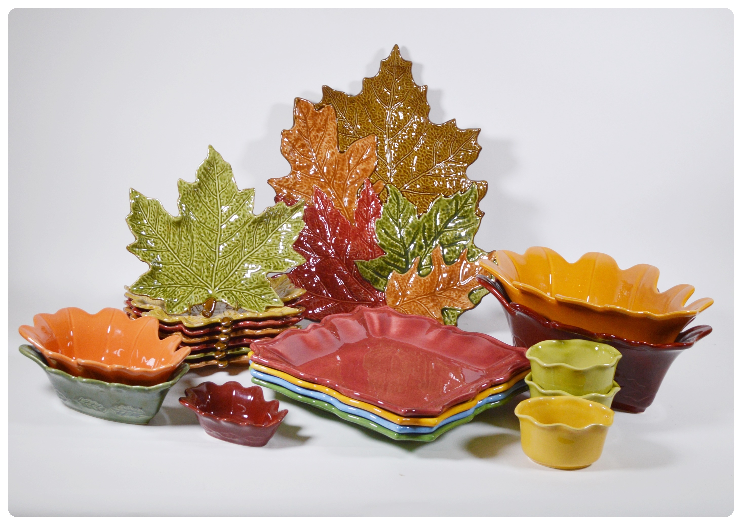 Chris Madden Porcelain Leaf Plates and Platter and Other Dinnerware