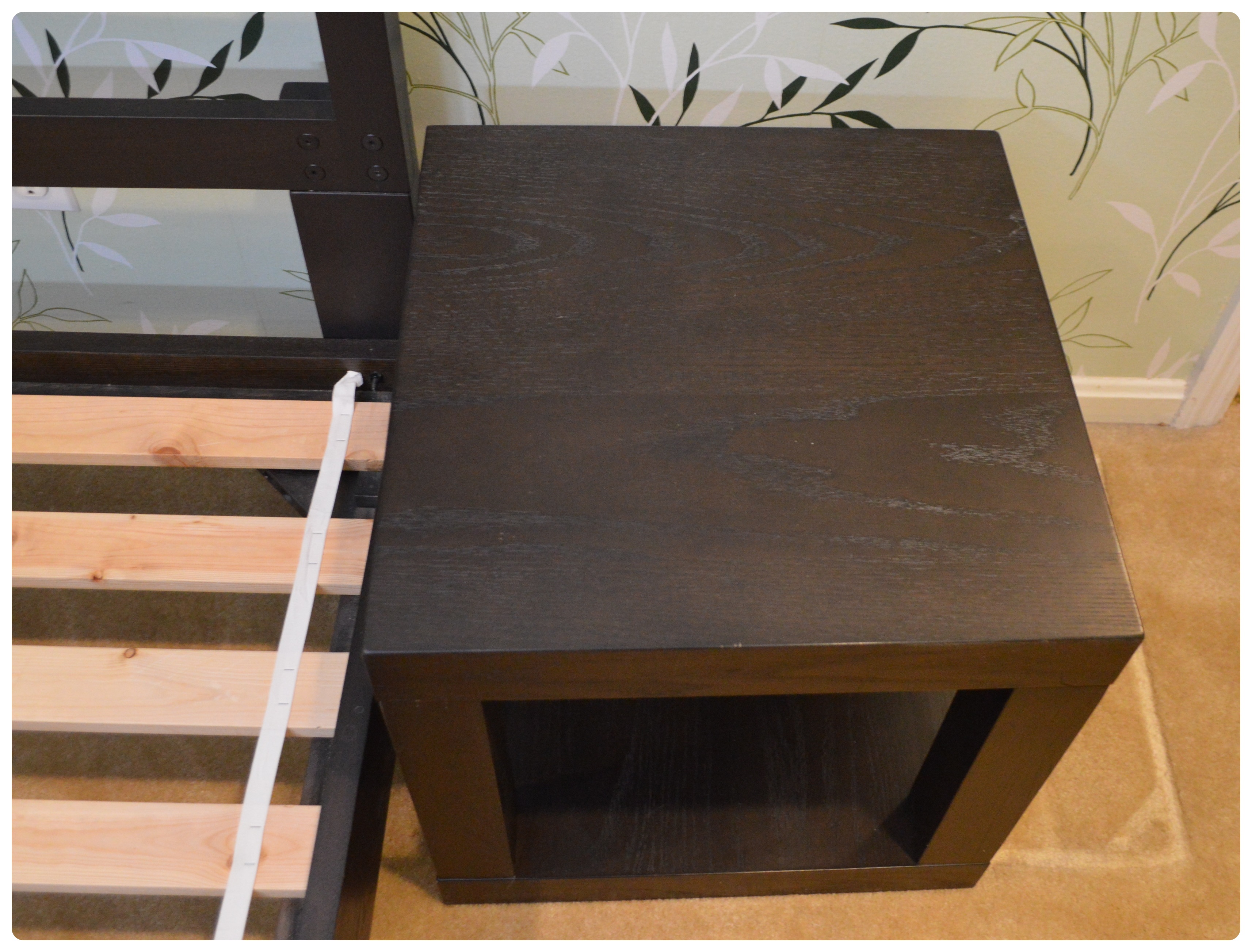 Contemporary Queen Espresso Platform Bed and End Tables