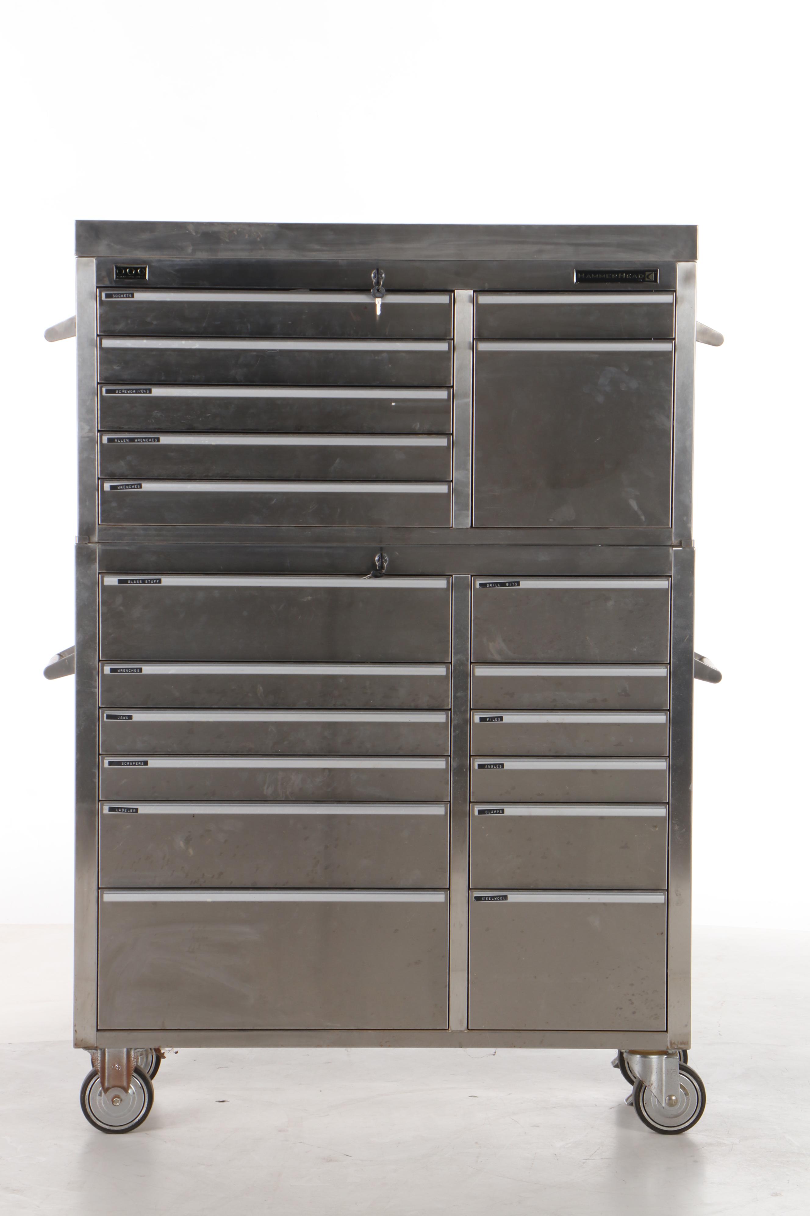 HammerHead Stainless Steel Nineteen-Drawer Rolling Tool Chest