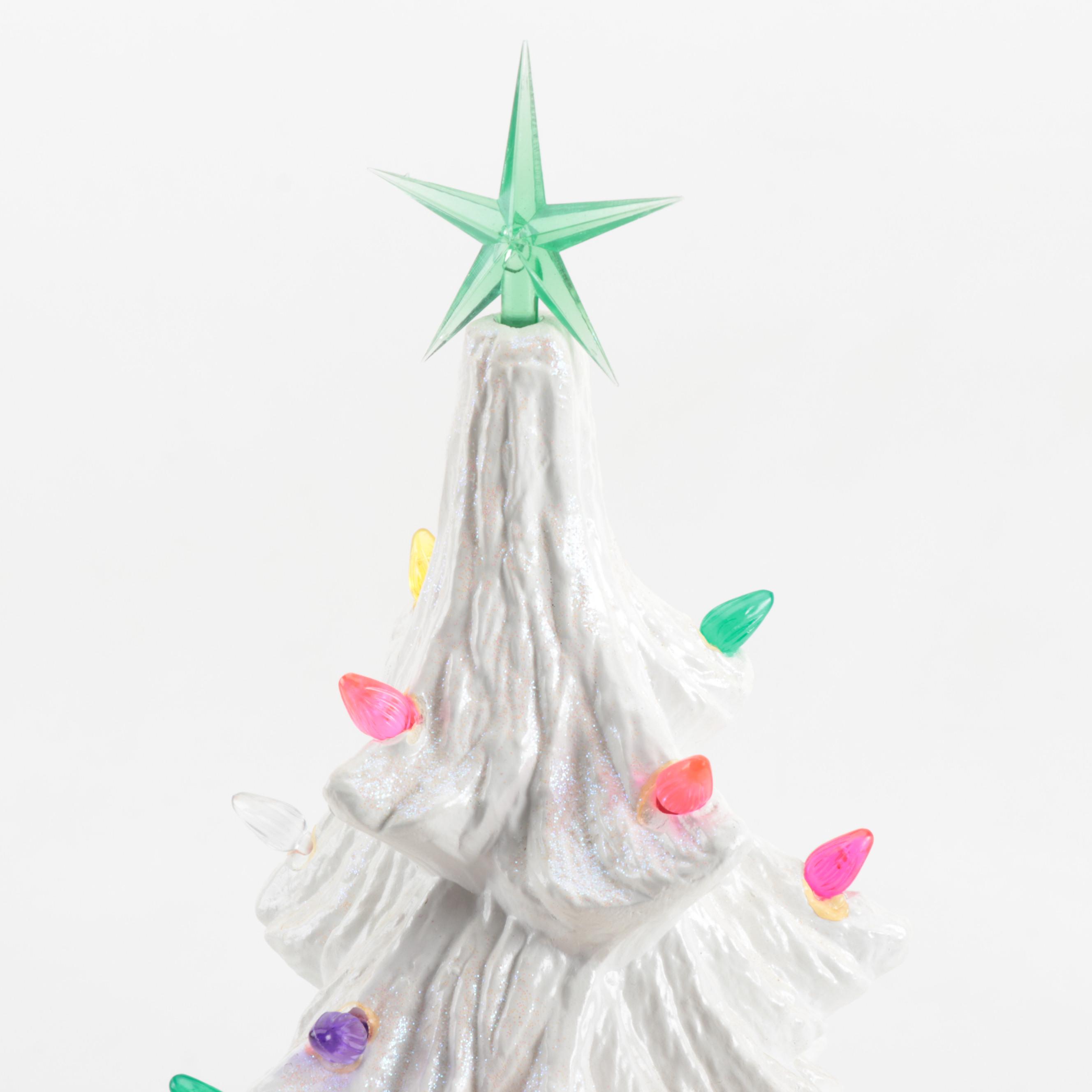 Illuminated Ceramic Christmas Tree Lamp, Mid to Late 20th Century