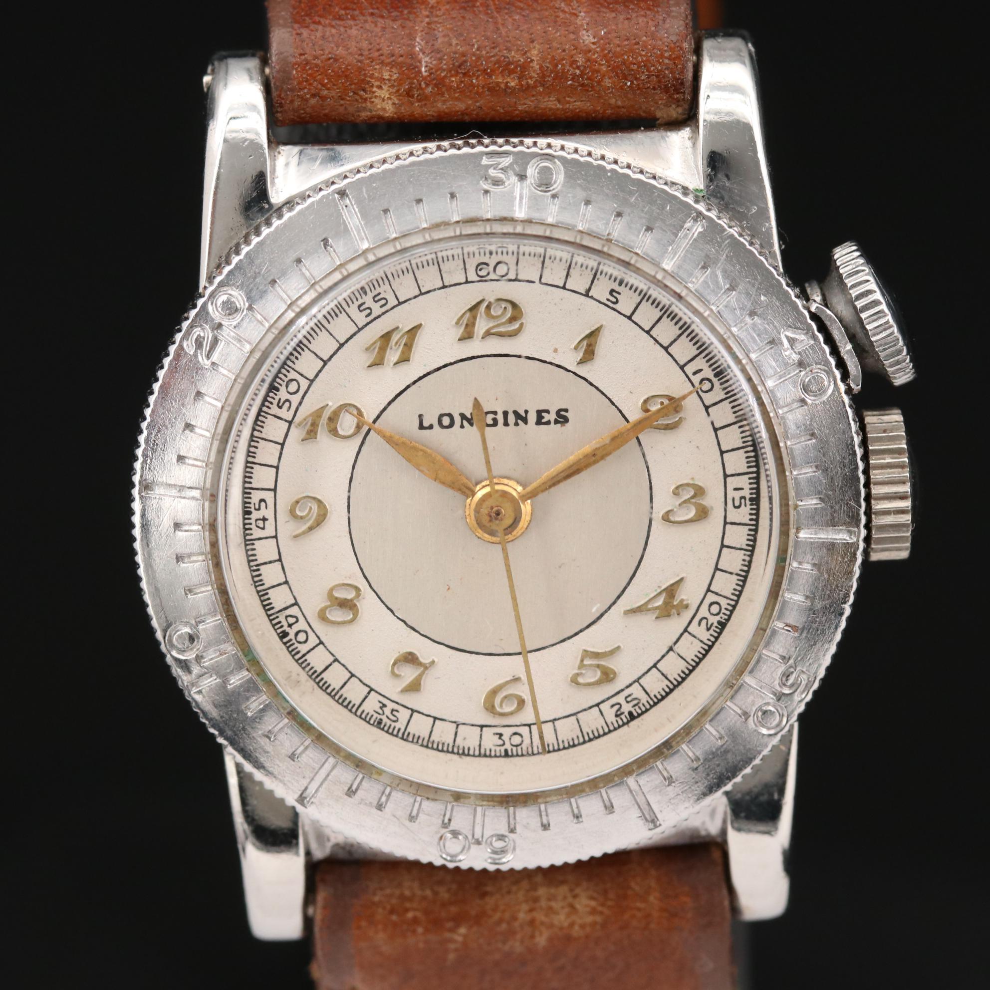 Vintage Longines Weems Second-Setting Military Watch, Circa 1945