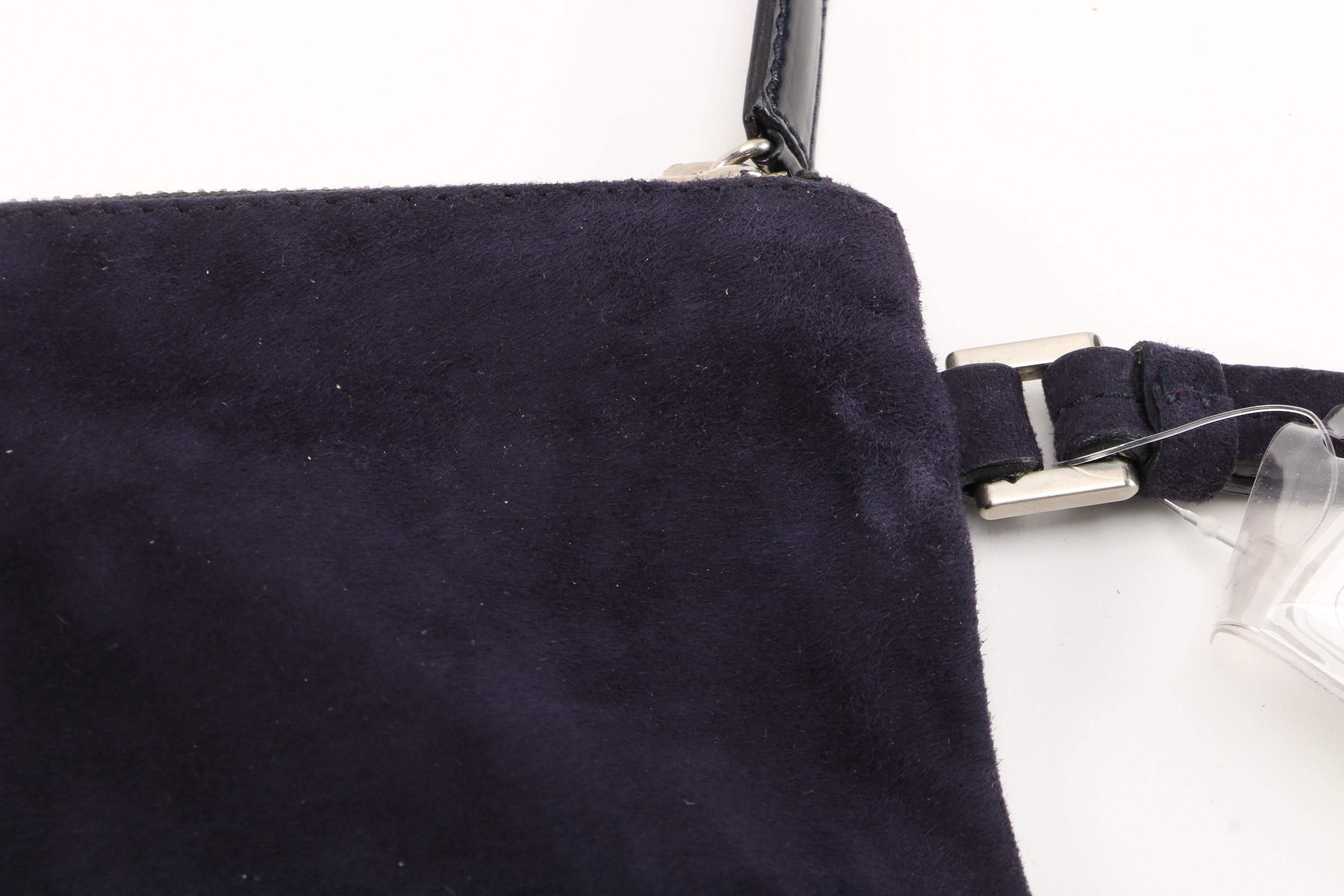 Prada Navy Blue Suede Accessory Zip Pouch