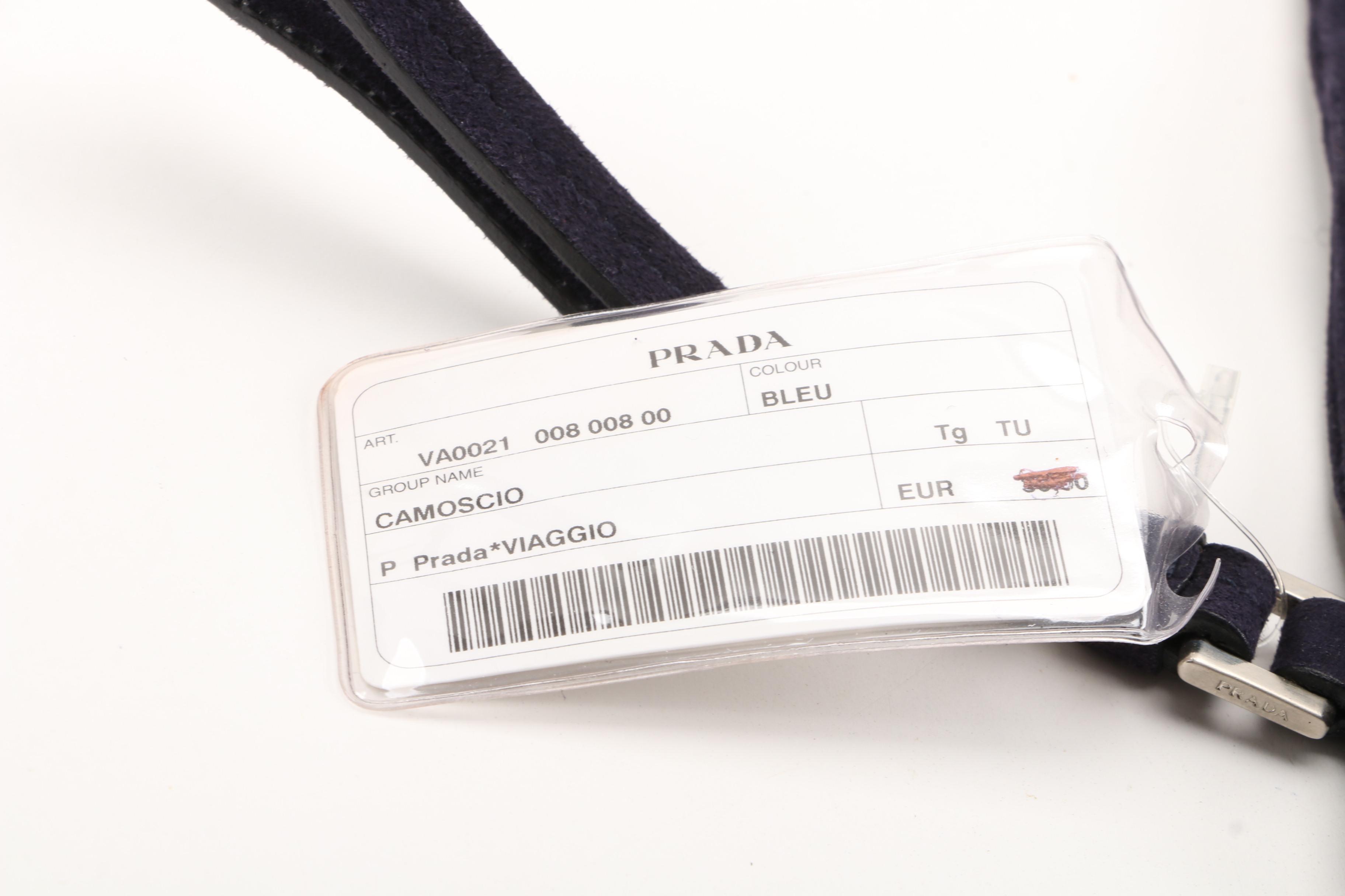 Prada Navy Blue Suede Accessory Zip Pouch