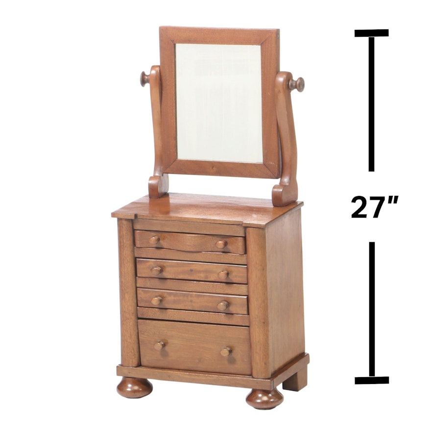 William IV Mahogany Miniature Chest of Drawers with Mirror, Mid 19th Century