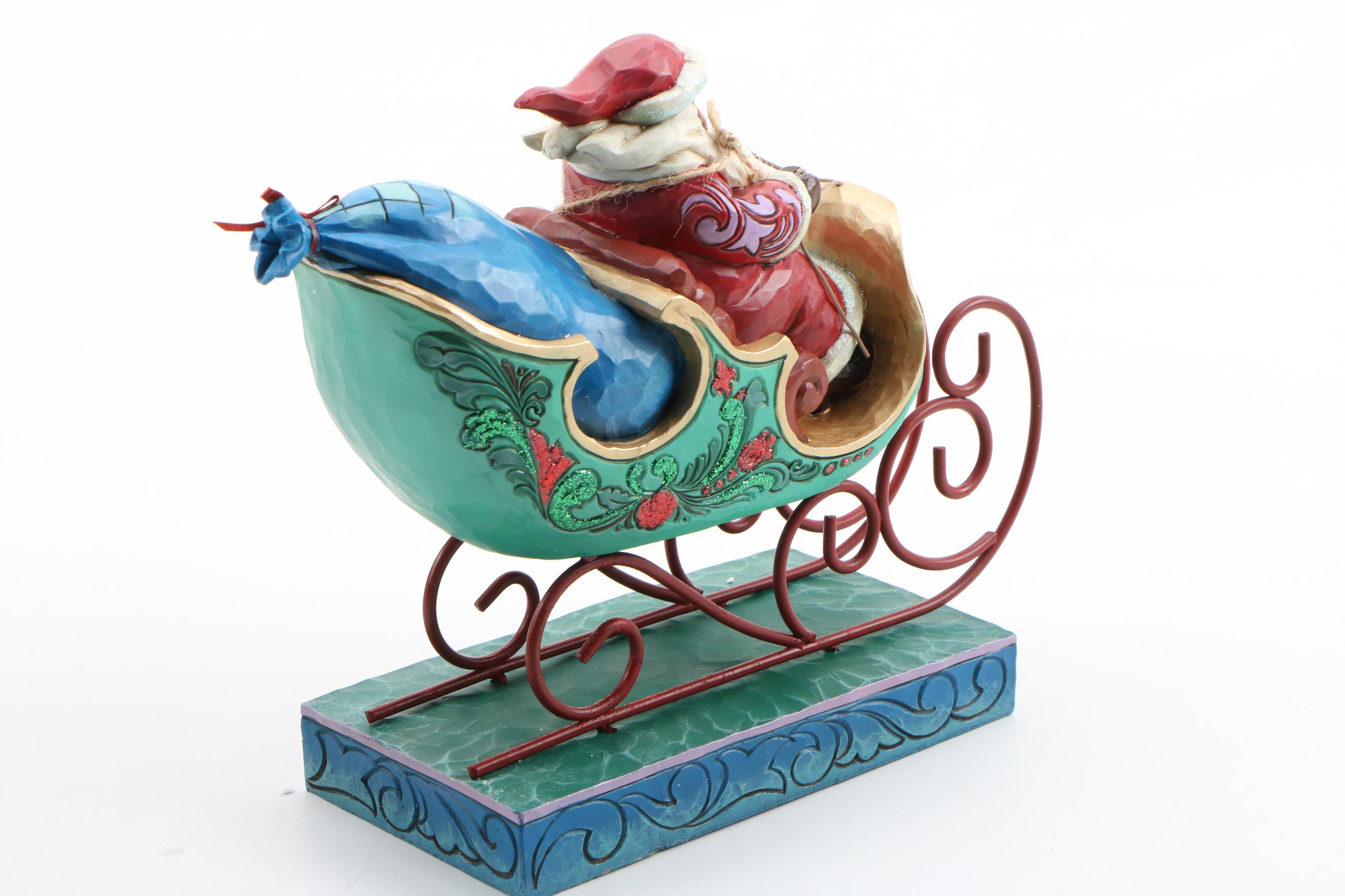Jim Shore "Enjoy The Ride" and Brinn's Porcelain "English Garden" Santa Doll