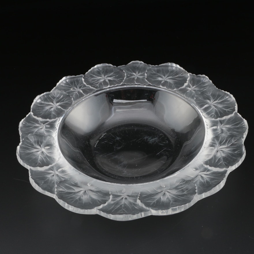 Lalique "Honfleur" Frosted and Clear Crystal Large Rim Soup Bowl