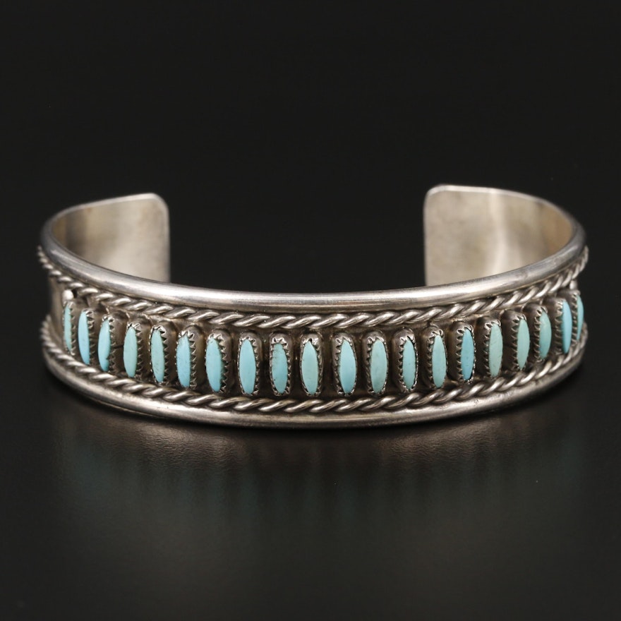 Bernall Natewa Zuni Sterling Silver Turquoise Cuff Bracelet