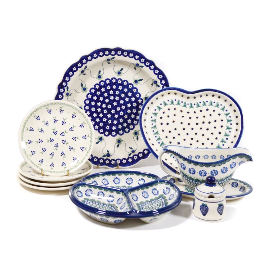 Boleslawiec Polish Pottery Low Serving Bowl, Divided Bowl and More