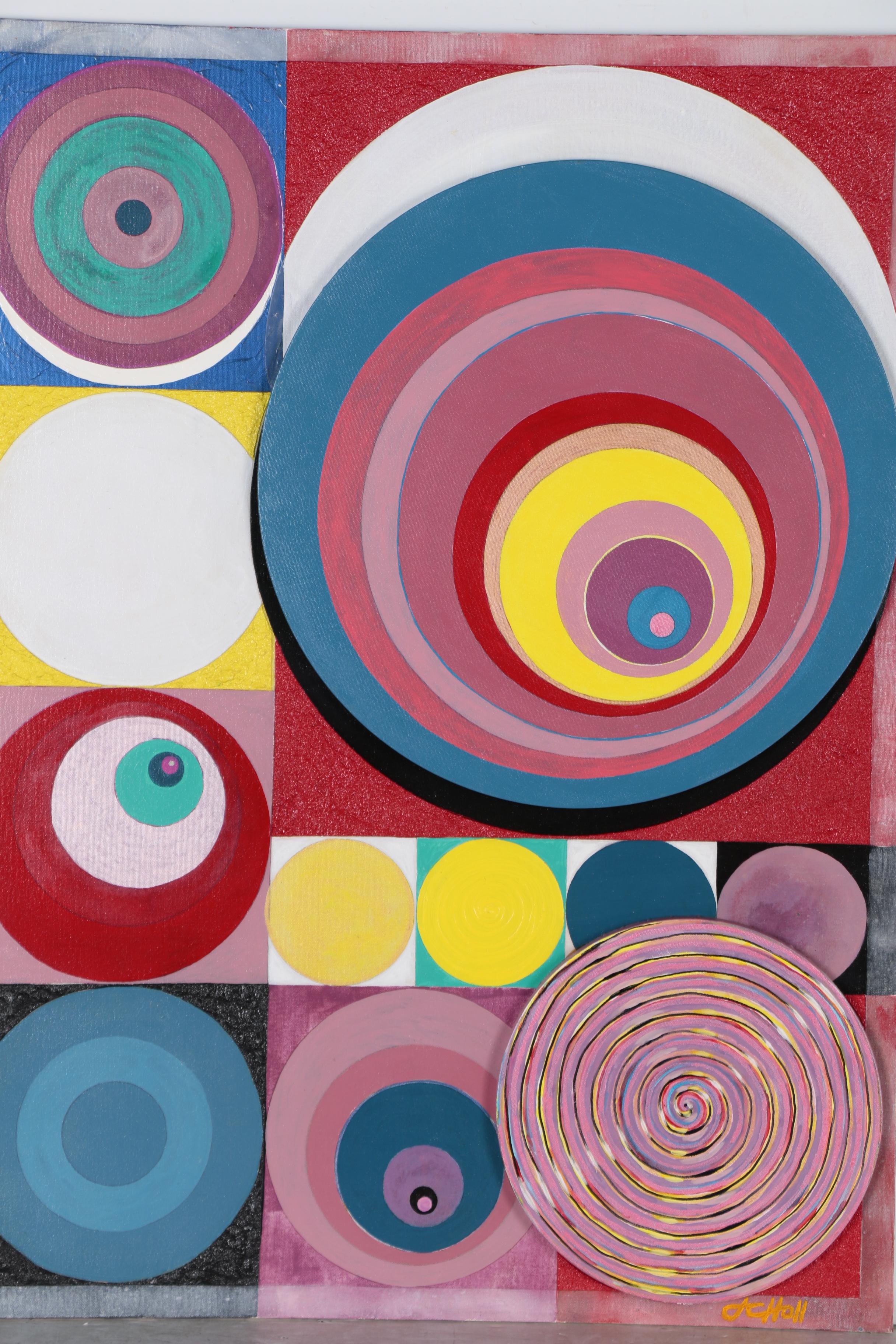 J.C. Hall Geometric Mixed Media Painting "Synergy"