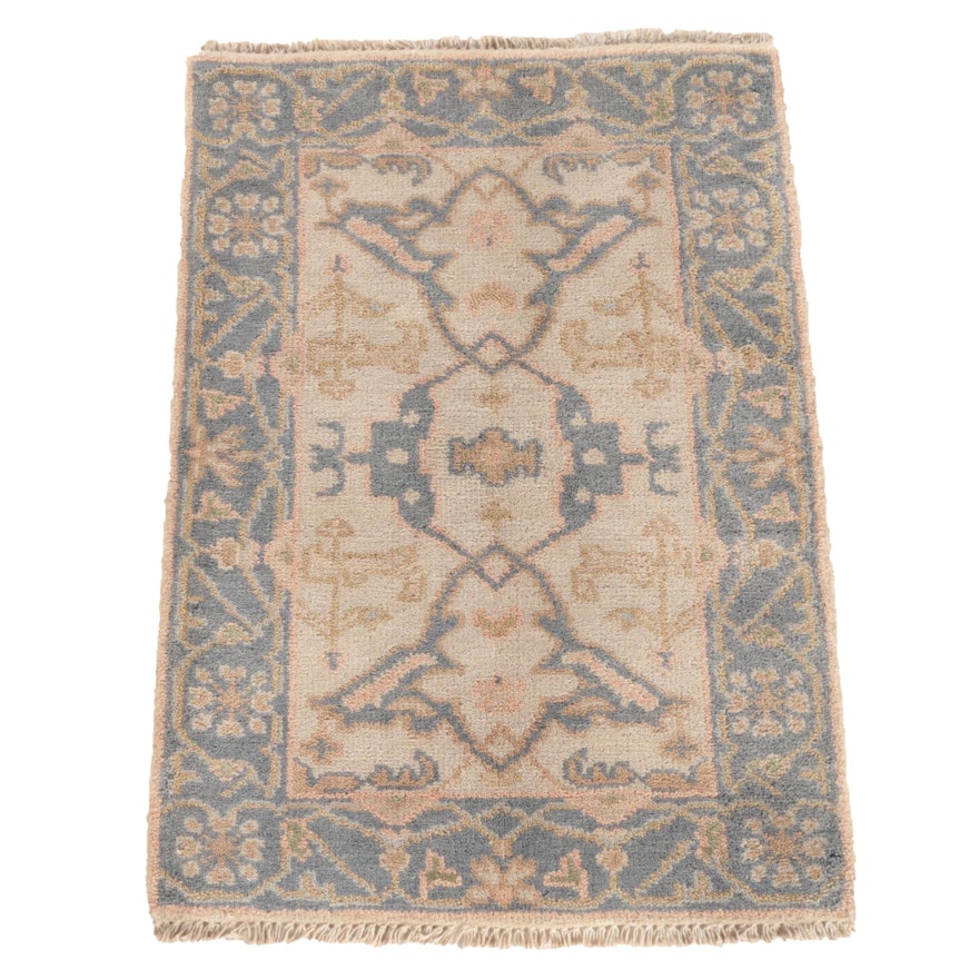 2'1 x 3'1 Hand-Knotted Indian Turkish Oushak Wool Rug