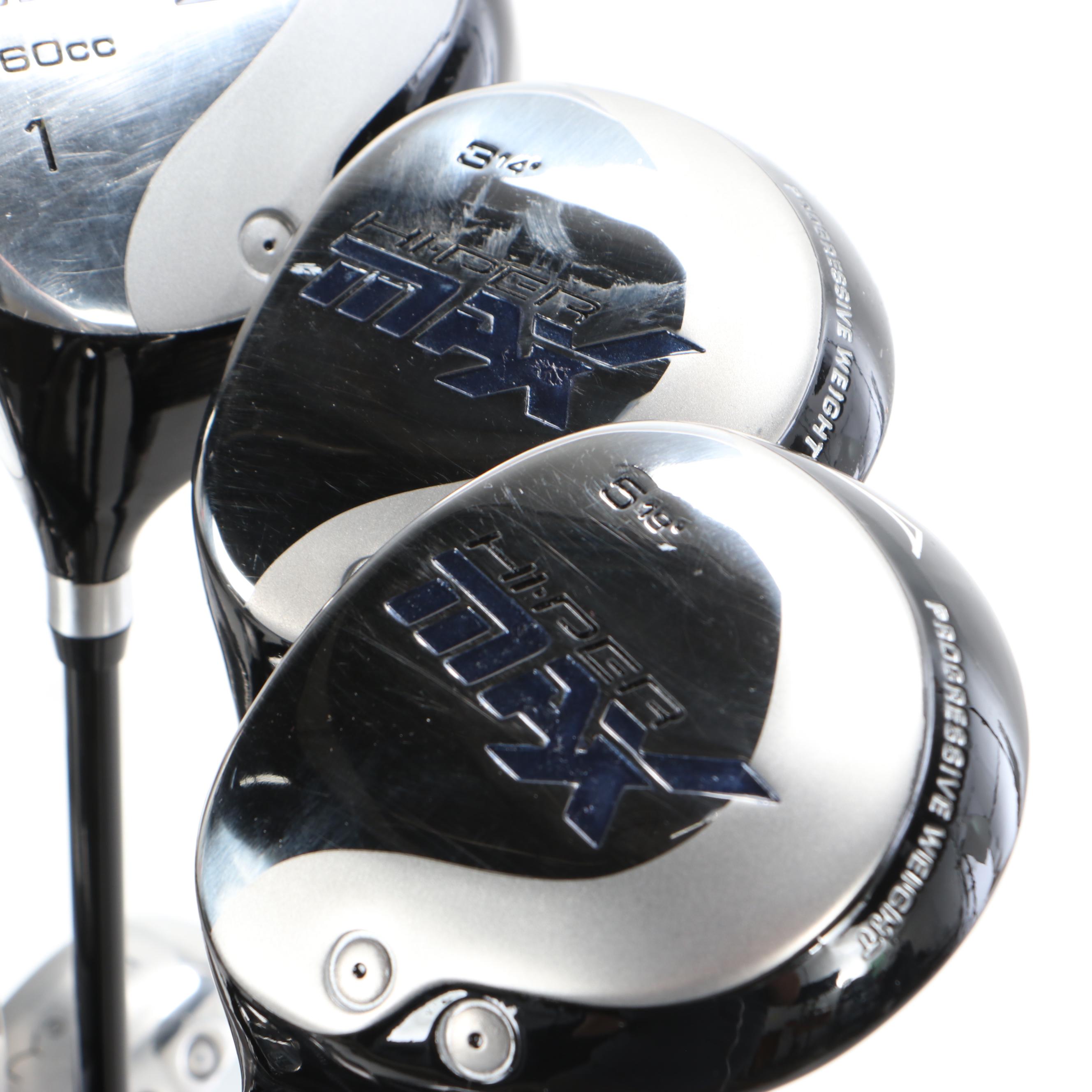 Acuity "Hiper Max" Set of Left Handed Golf Clubs with Three Putters and a Bag