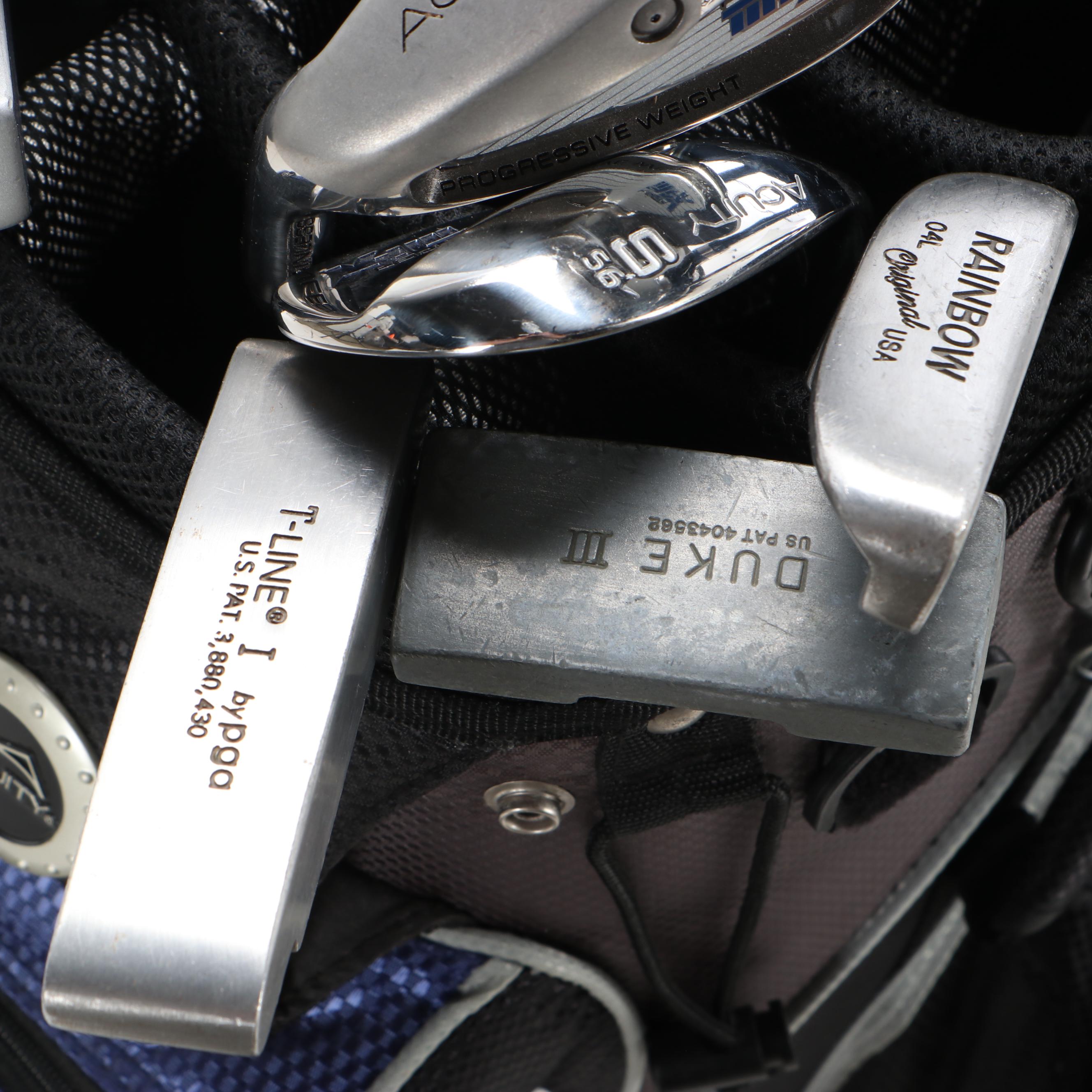 Acuity "Hiper Max" Set of Left Handed Golf Clubs with Three Putters and a Bag