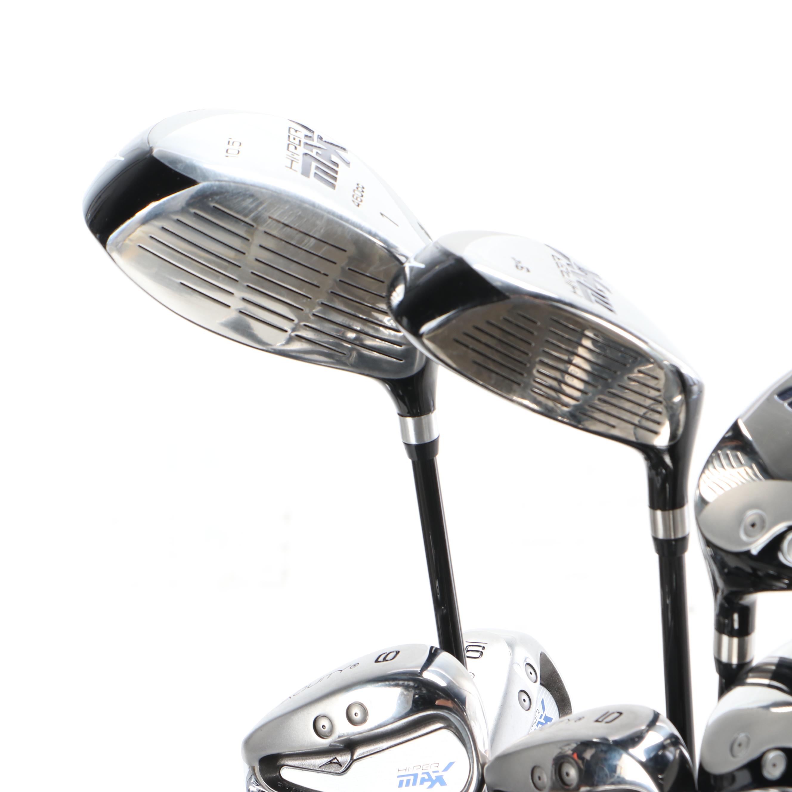 Acuity "Hiper Max" Set of Left Handed Golf Clubs with Three Putters and a Bag