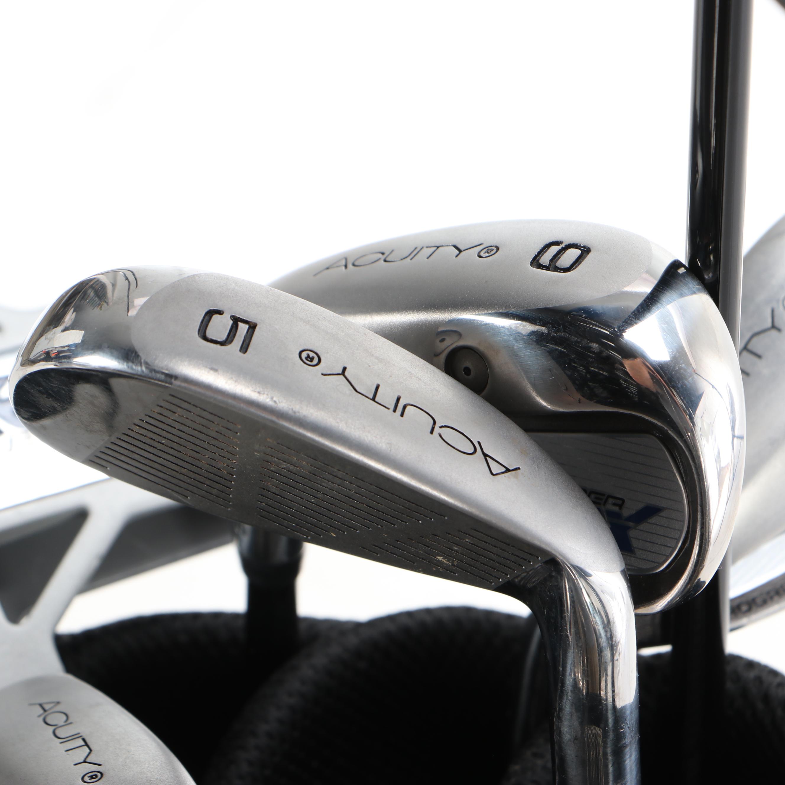 Acuity "Hiper Max" Set of Left Handed Golf Clubs with Three Putters and a Bag
