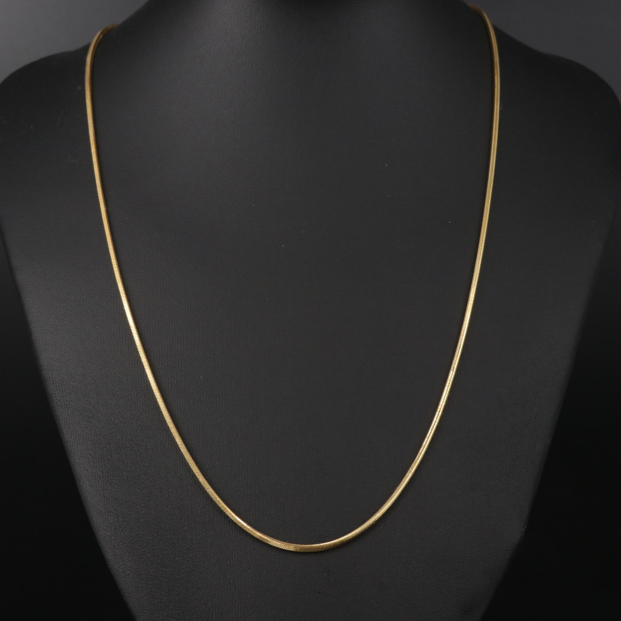 18K Yellow Gold Square Snake Chain Necklace