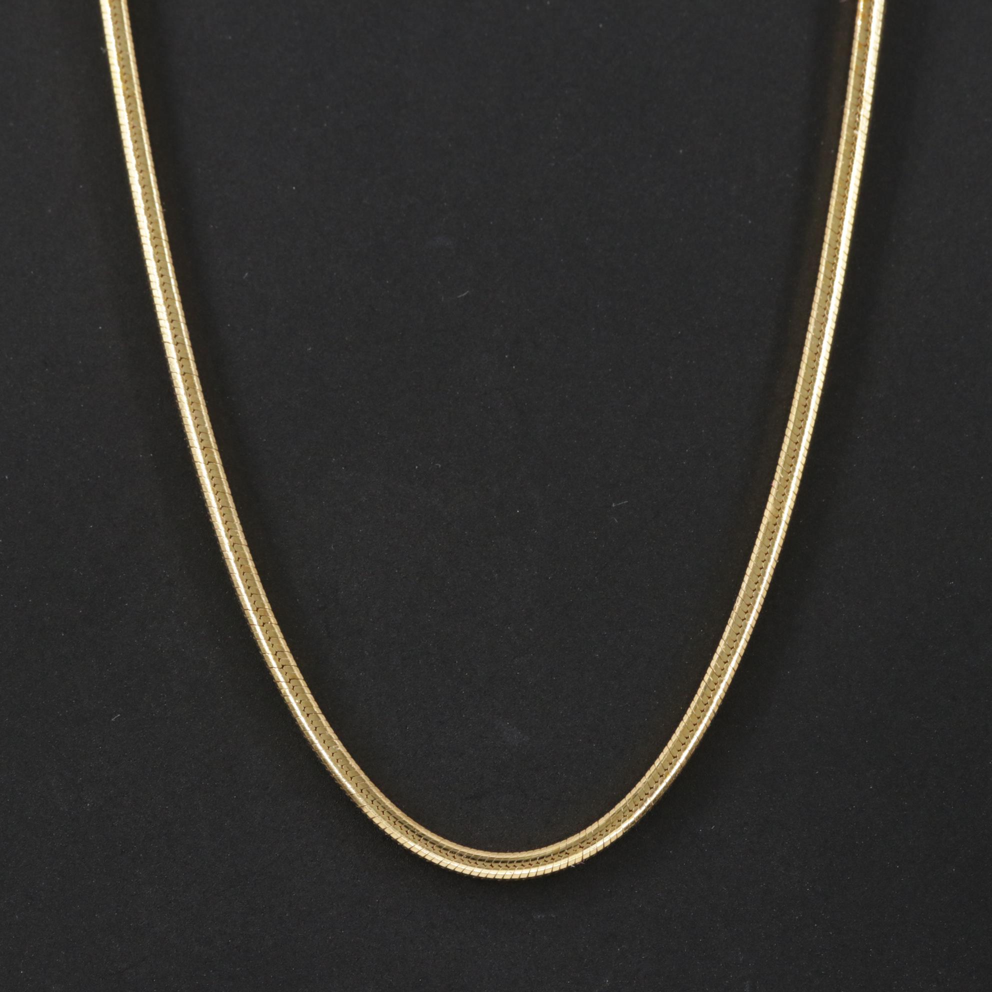 18K Yellow Gold Square Snake Chain Necklace