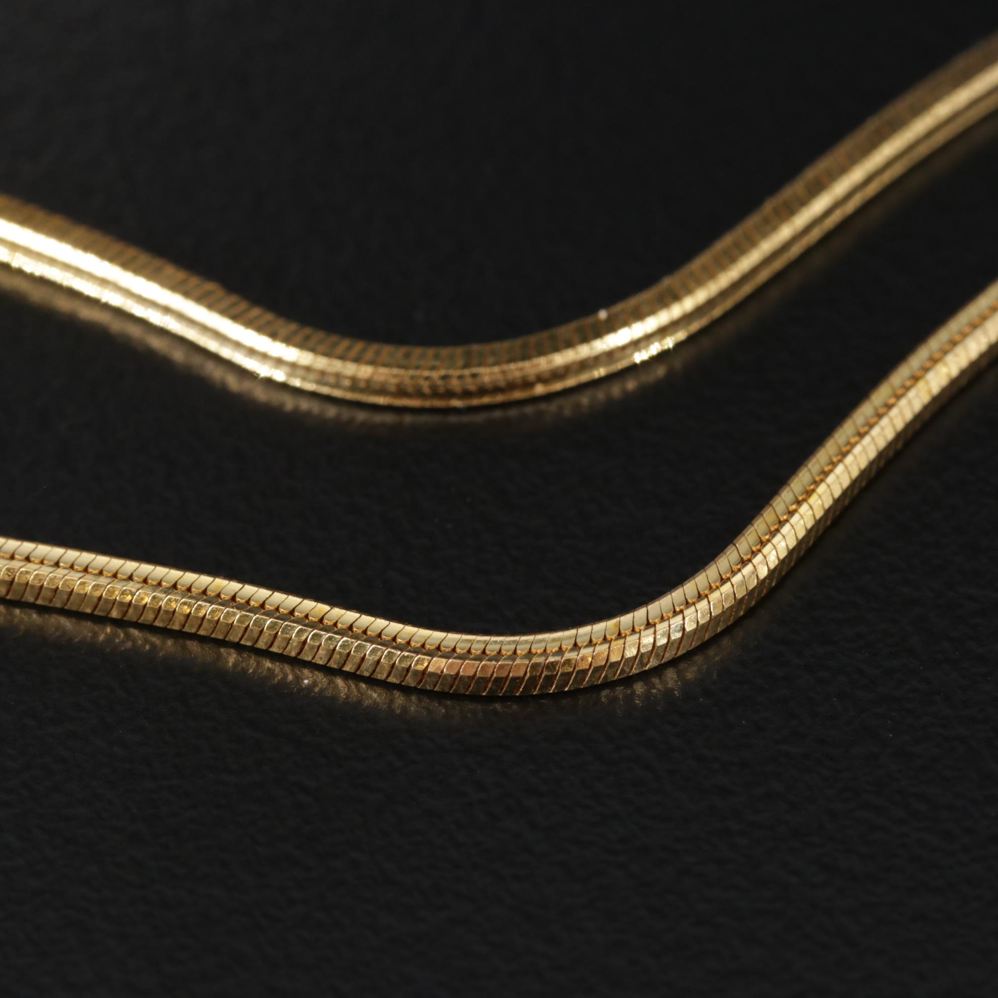 18K Yellow Gold Square Snake Chain Necklace