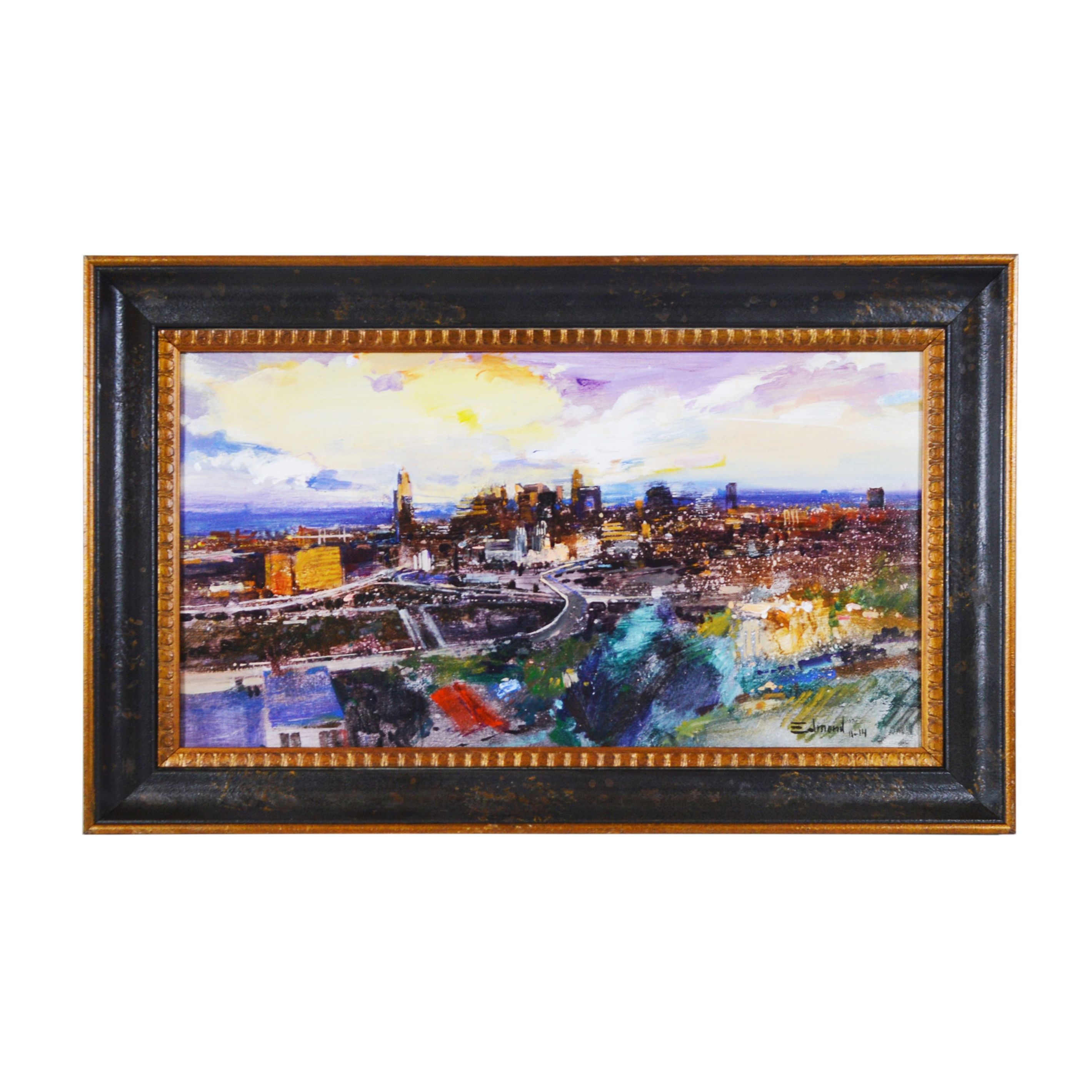 Eduardo Monteagudo Acrylic Landscape Painting "Cincinnati Twilight"