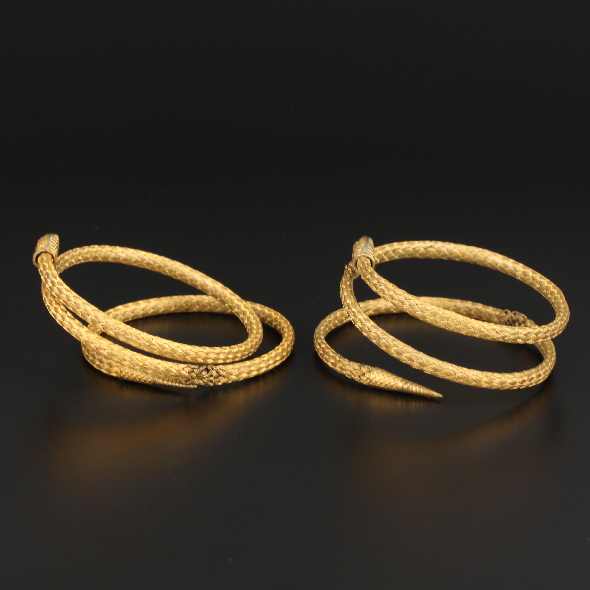 Woven Wrap Around Garnet Eye Snake Bracelets