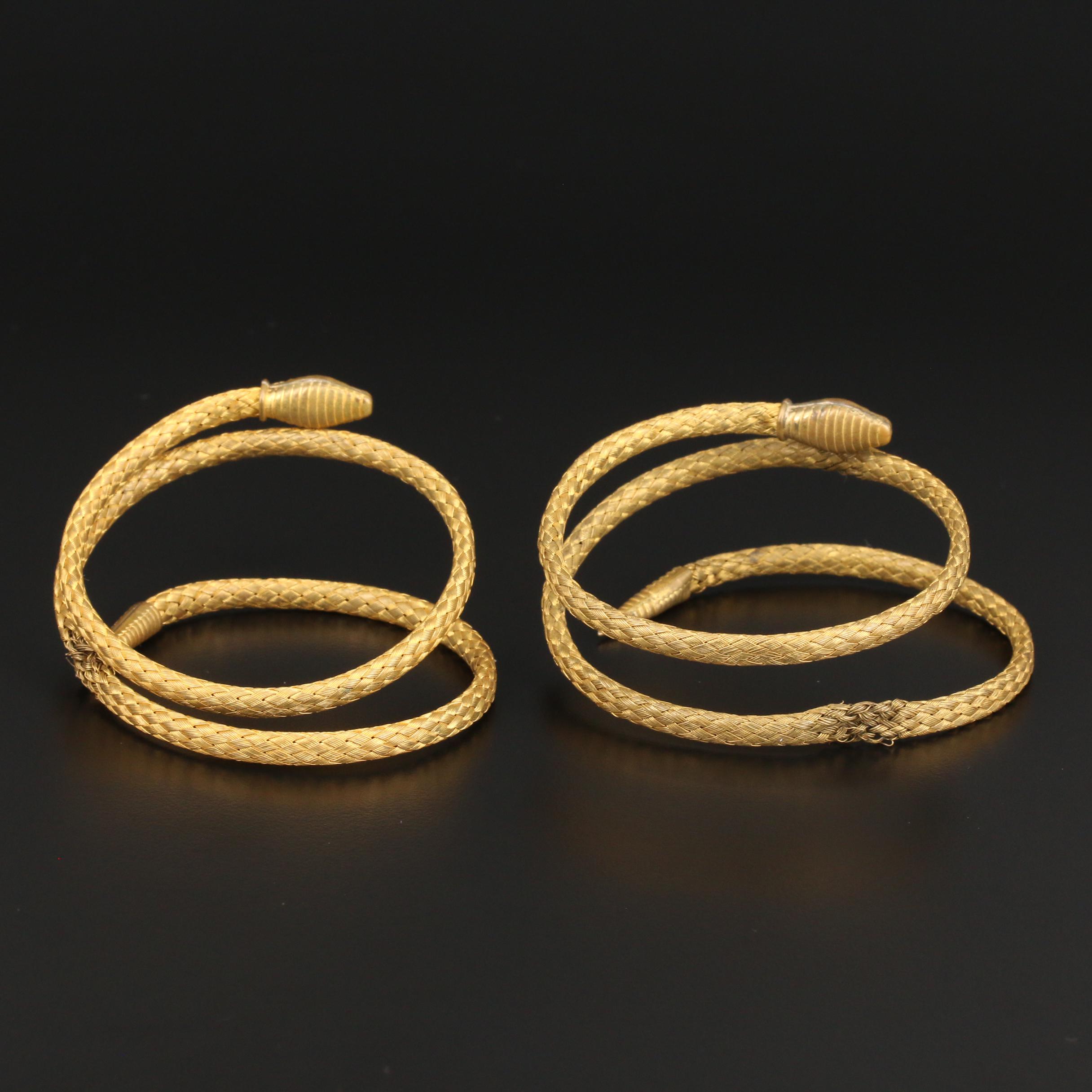 Woven Wrap Around Garnet Eye Snake Bracelets