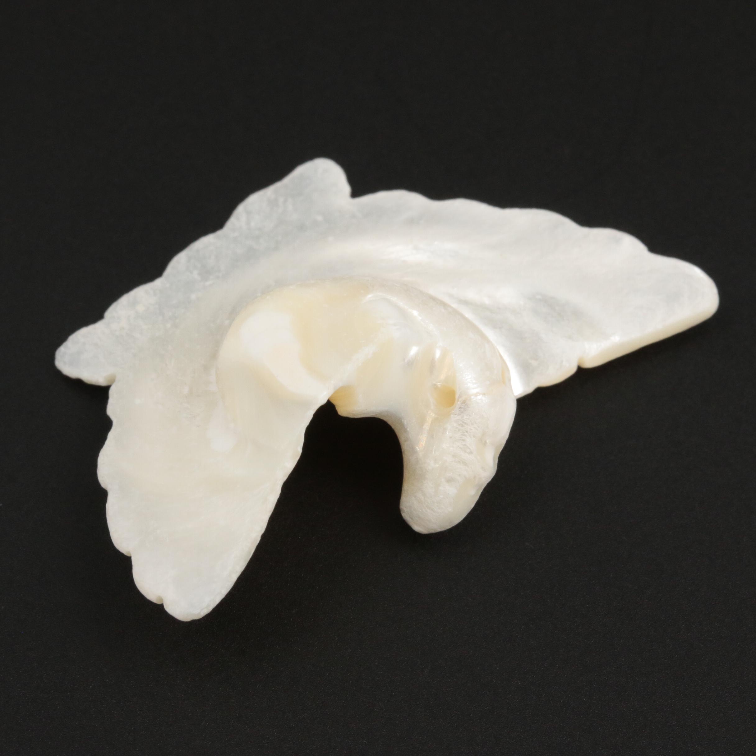 Loose 204.73 CTW Carved Shell Beads with Bird Motif