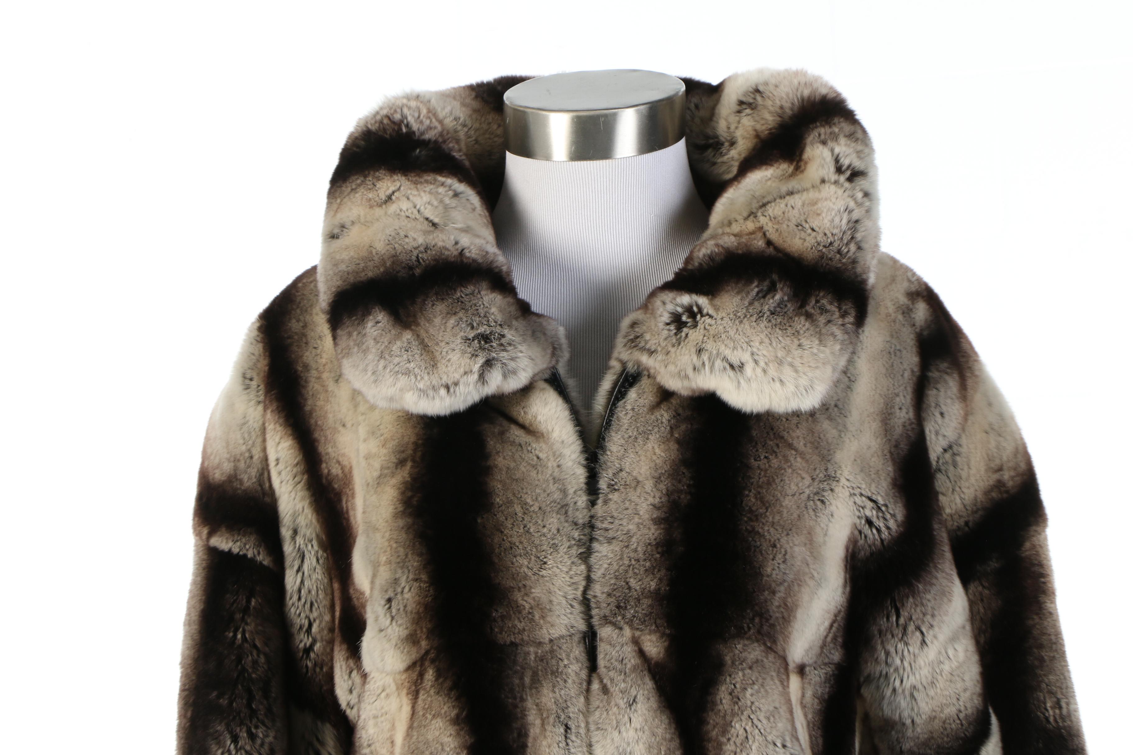 Men's Chinchilla Dyed Rabbit Fur Coat