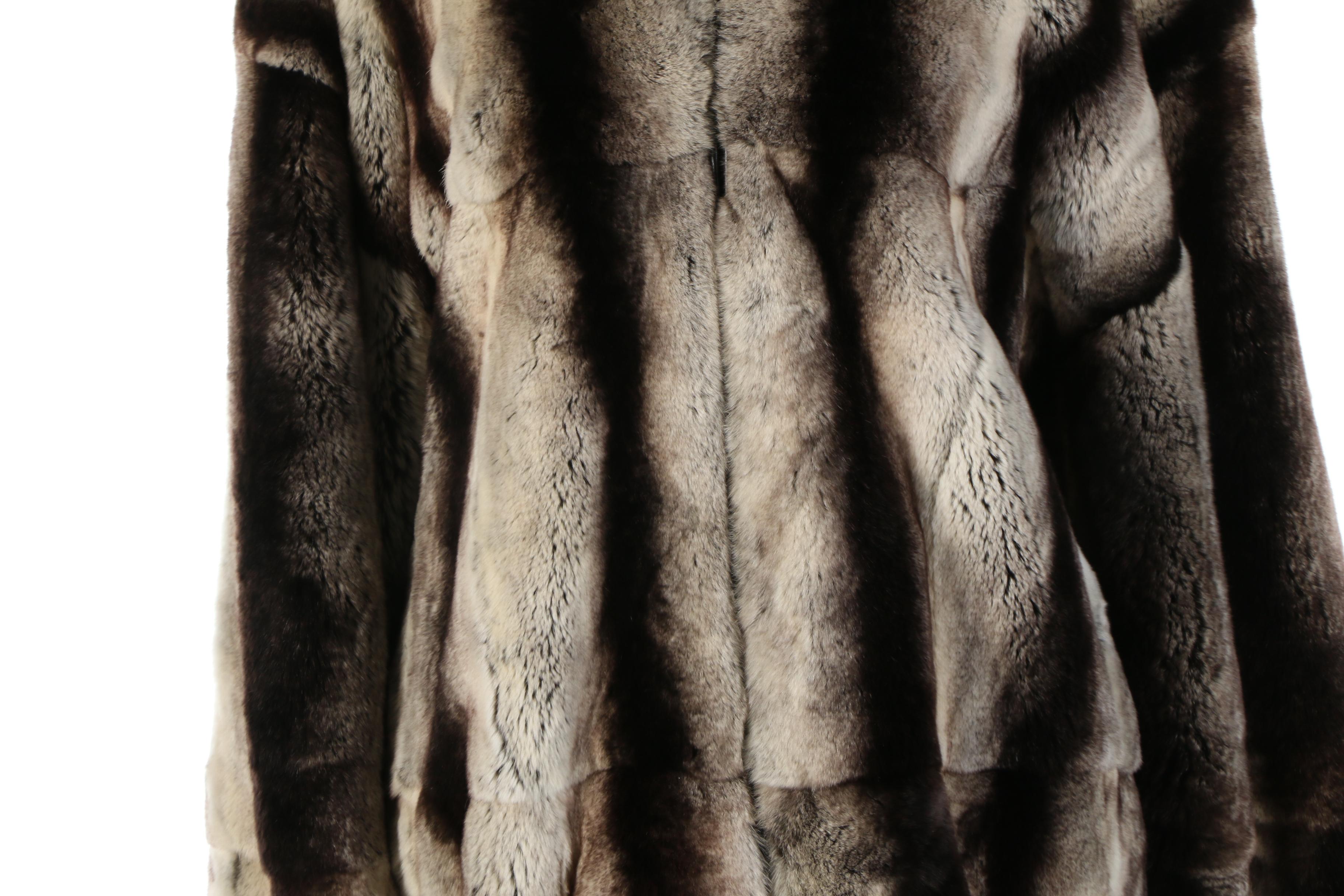 Men's Chinchilla Dyed Rabbit Fur Coat