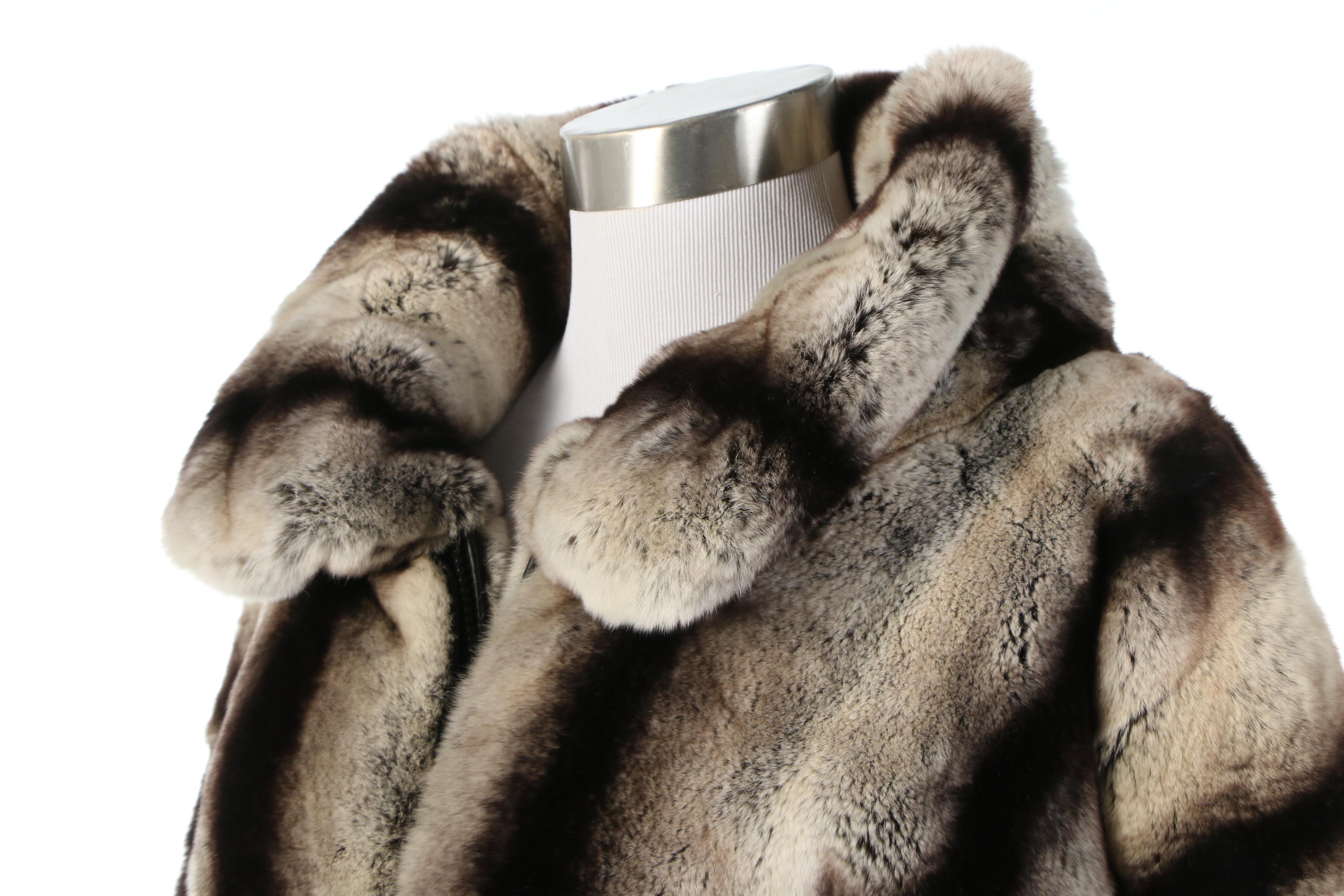 Men's Chinchilla Dyed Rabbit Fur Coat