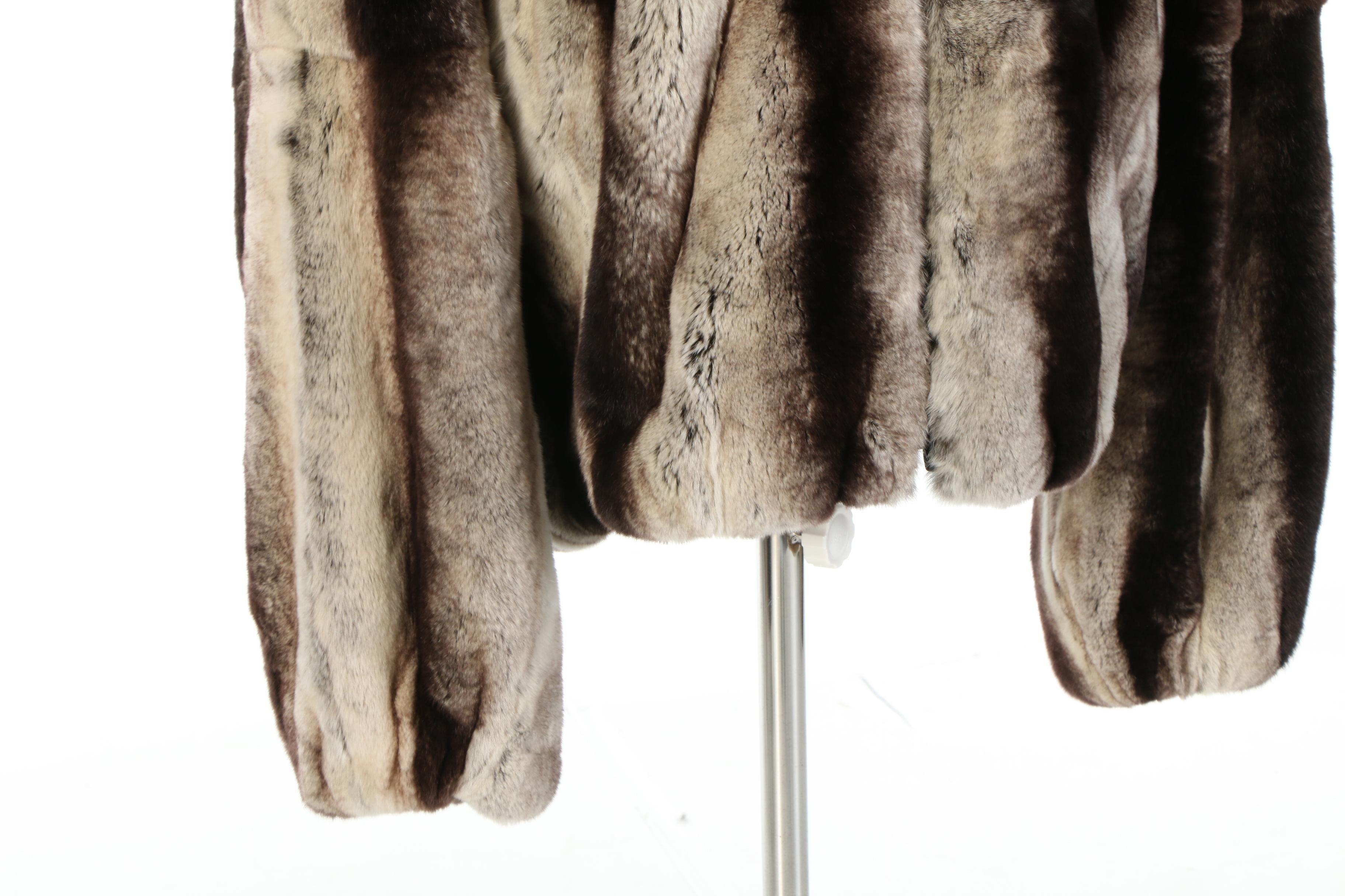 Men's Chinchilla Dyed Rabbit Fur Coat