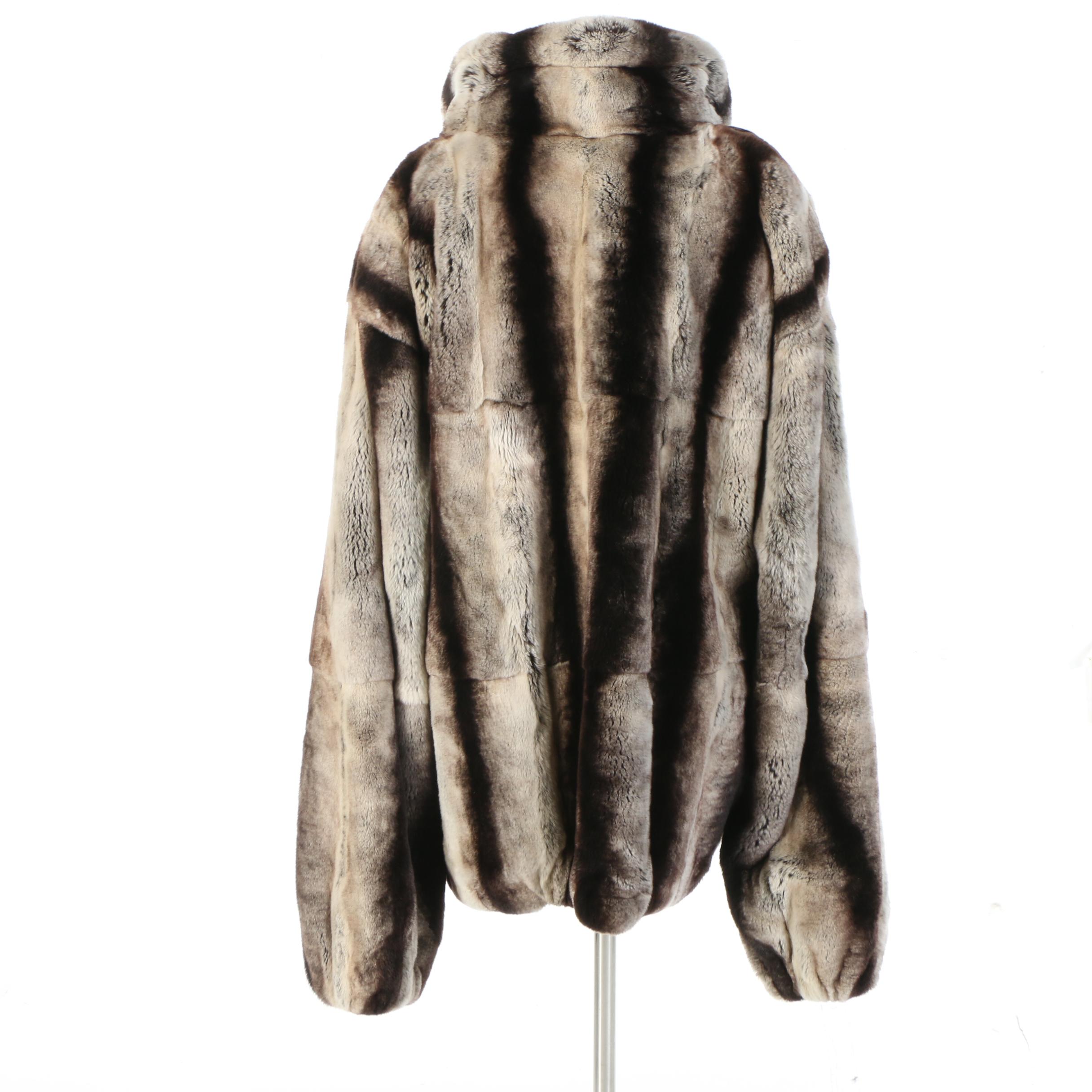 Men's Chinchilla Dyed Rabbit Fur Coat