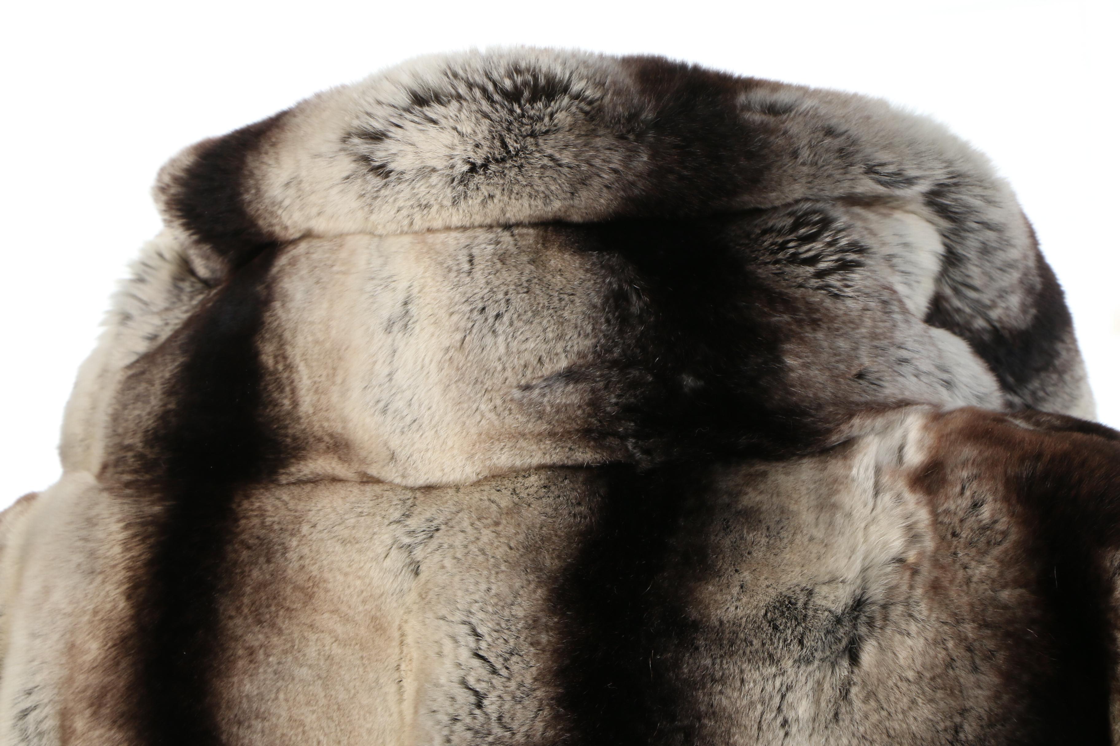 Men's Chinchilla Dyed Rabbit Fur Coat