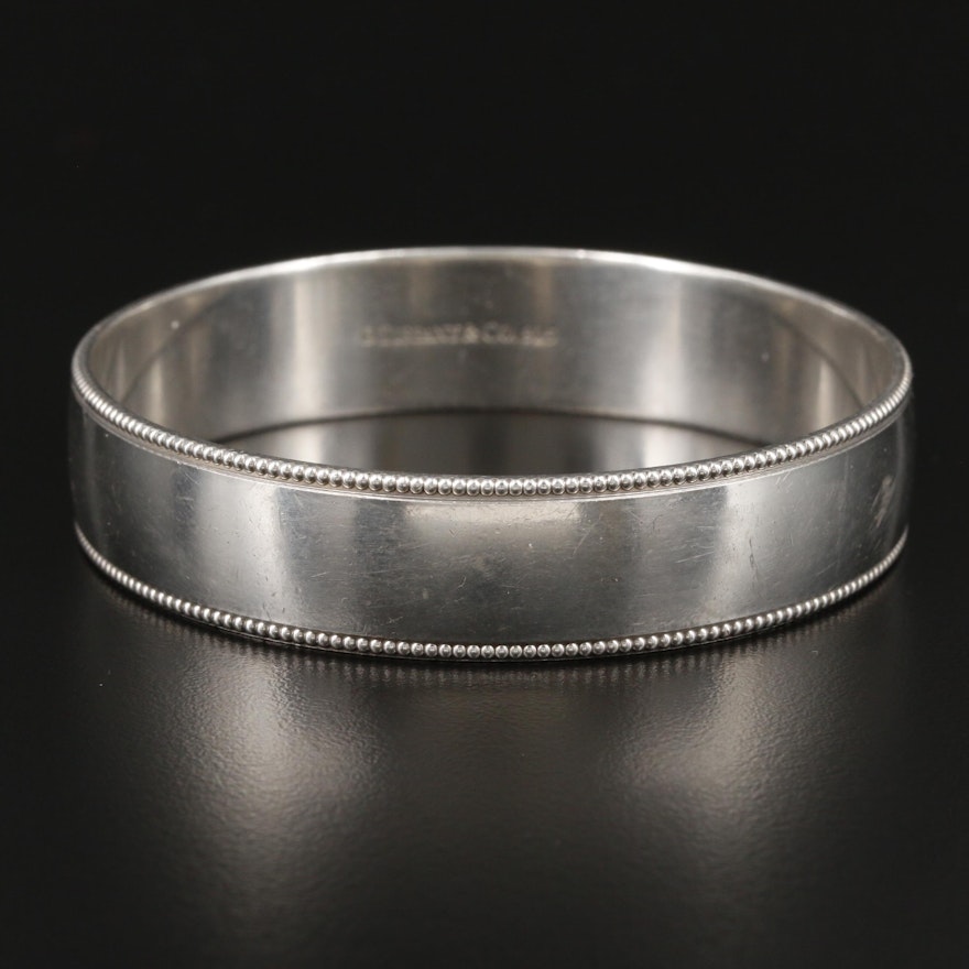 Tiffany & Co. Sterling Silver Milgrain Bangle Bracelet