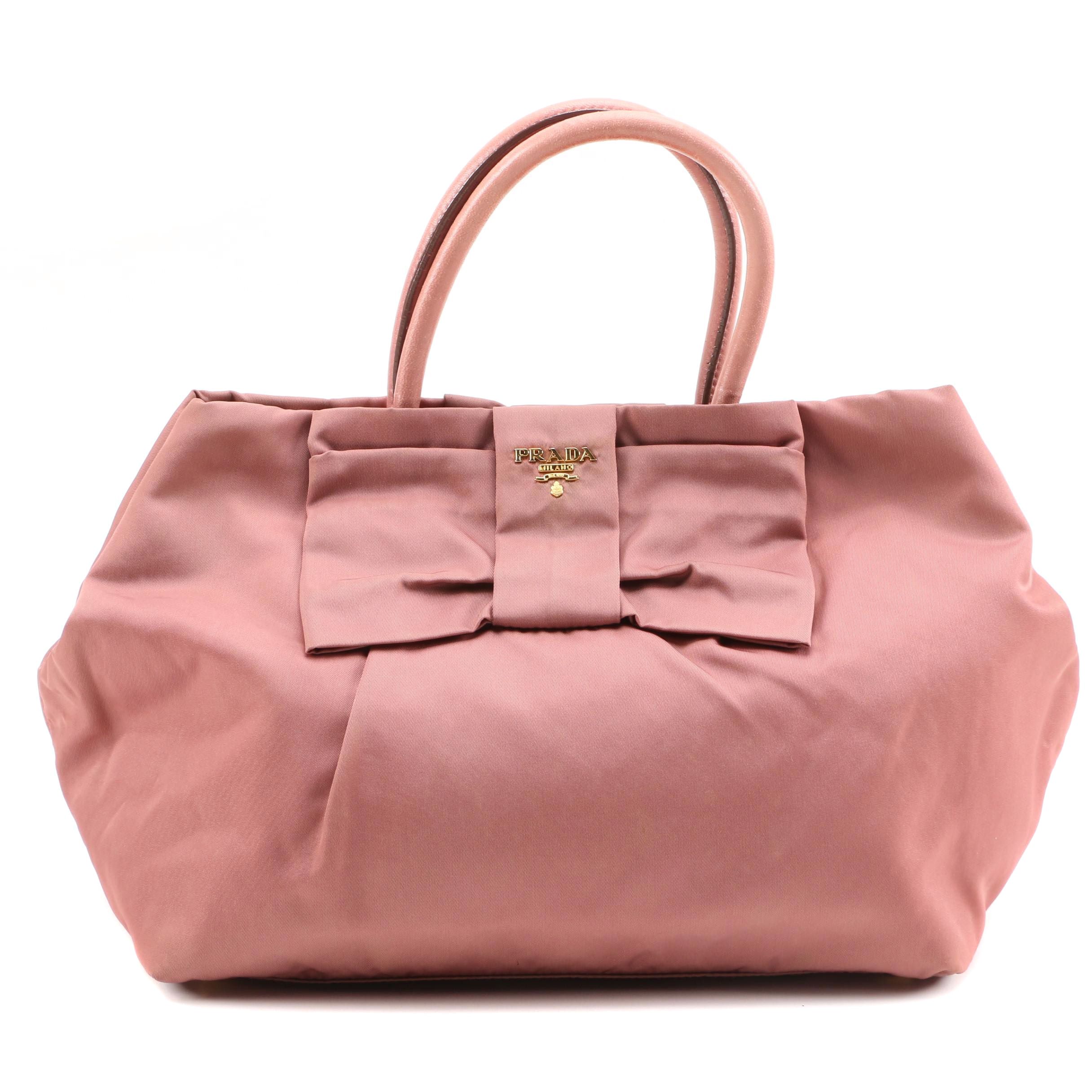 Prada Bow Tote in Blush Mauve Tessuto Nylon