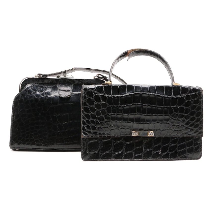 Black Crocodile and Alligator Handbags Including Rike Kumler Co., Vintage