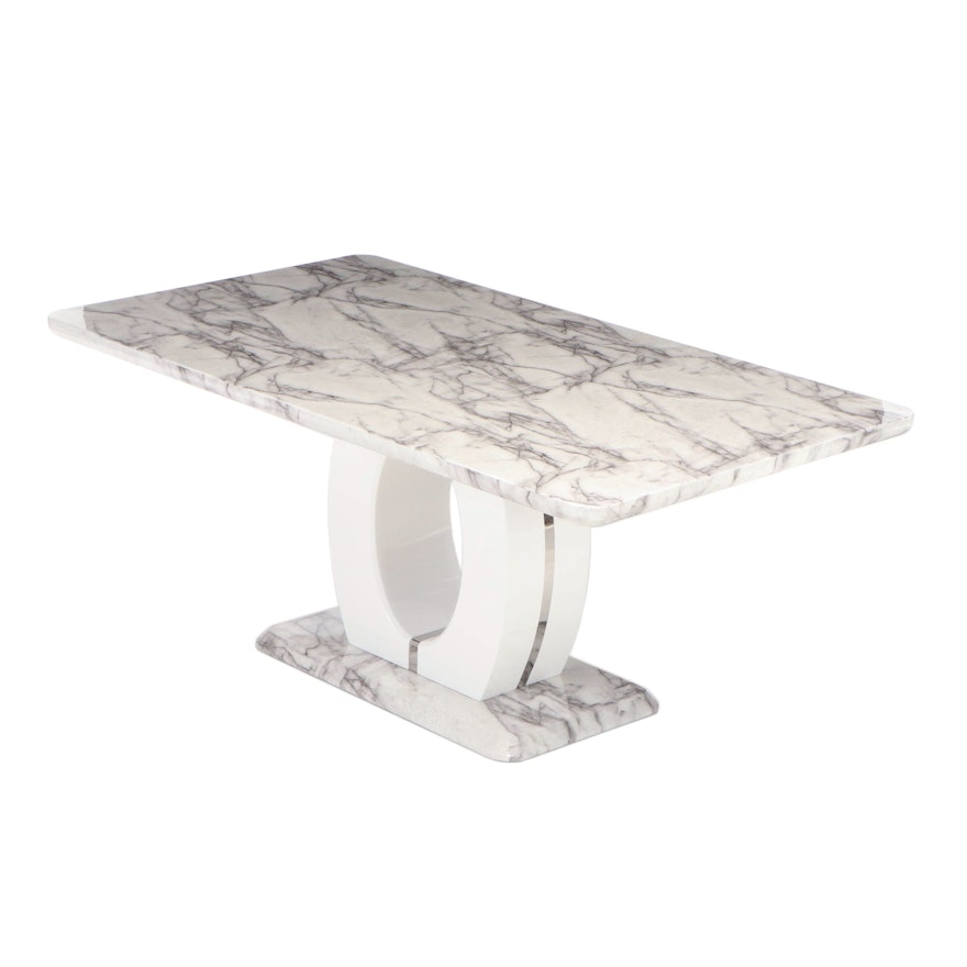 Faux Marble and Acrylic Dining Table, Late 20th Century