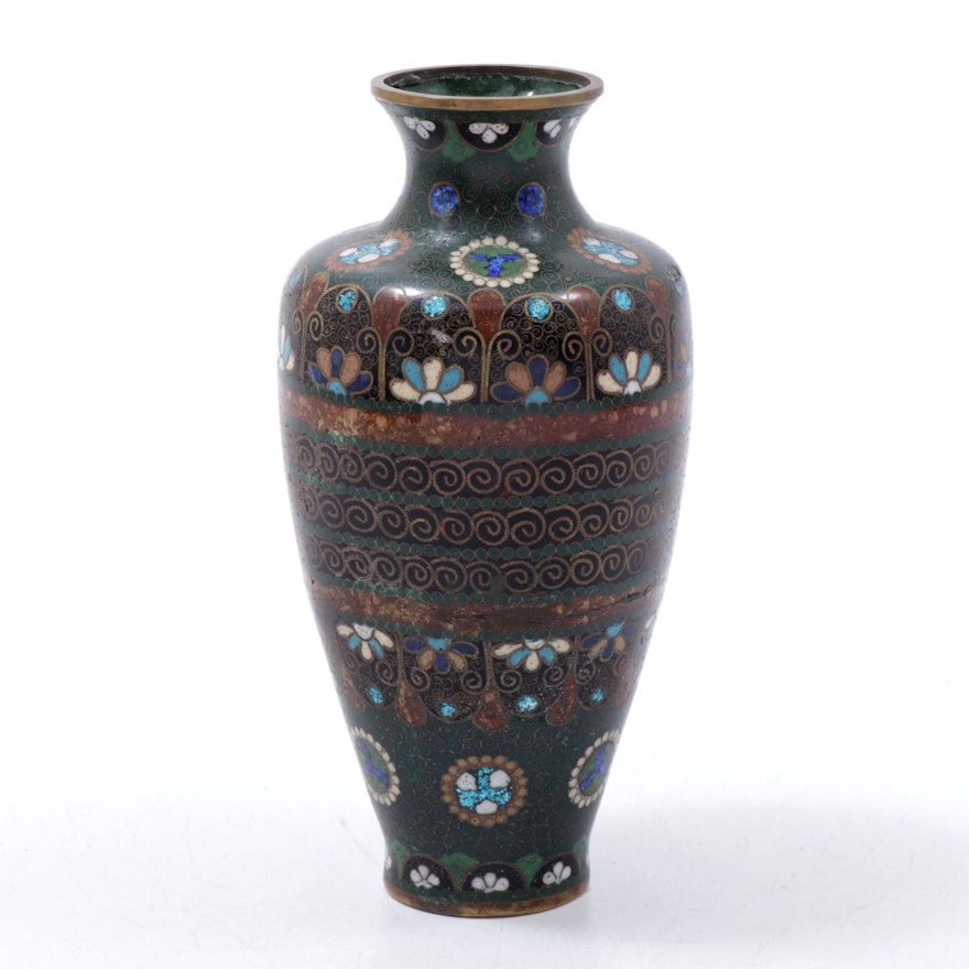 Japanese Cloisonné Enameled Vase, Meiji Period