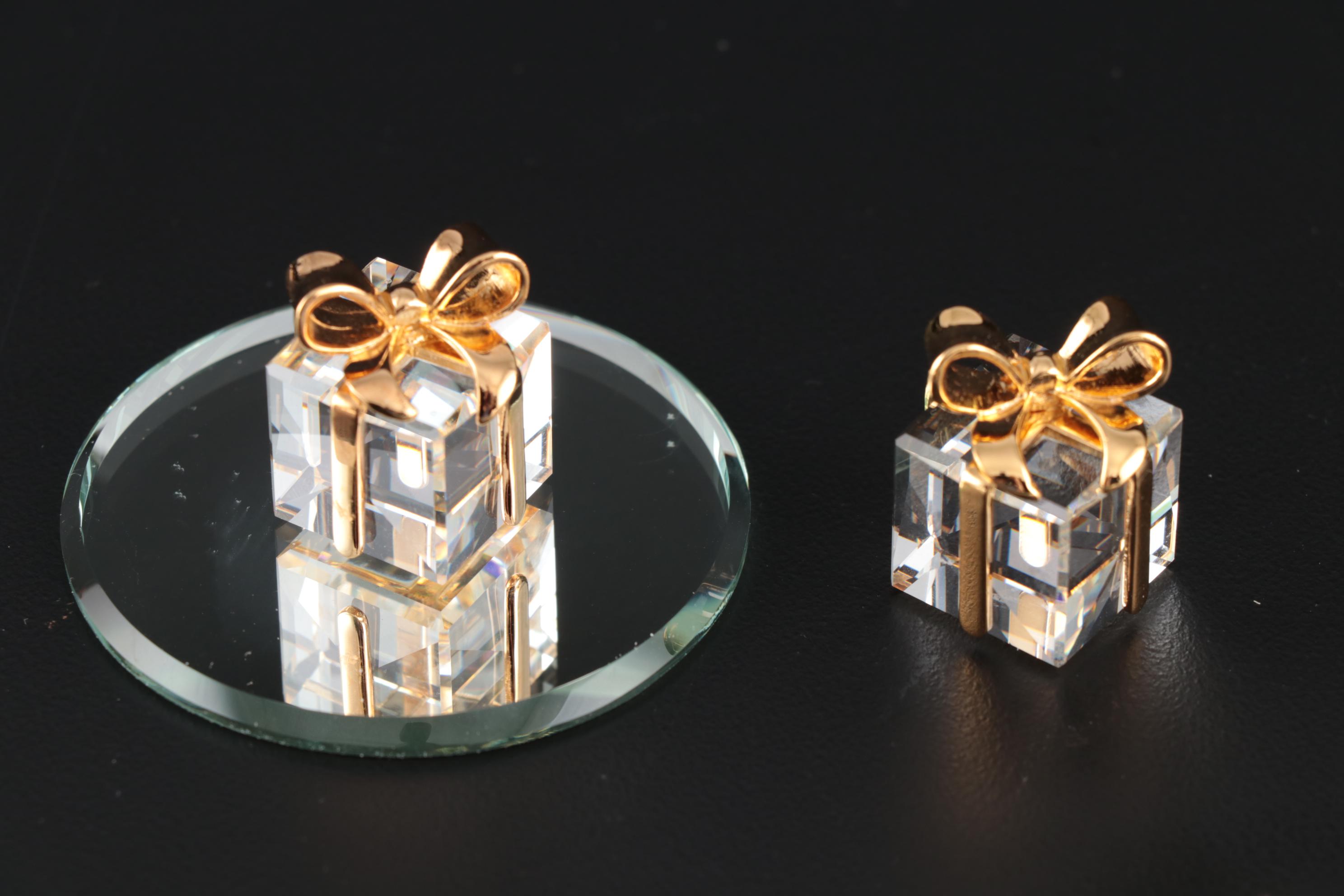 Swarovski Gift Boxes, Pitcher, Coffee Mill, and Perfume Bottle Crystal Figurines