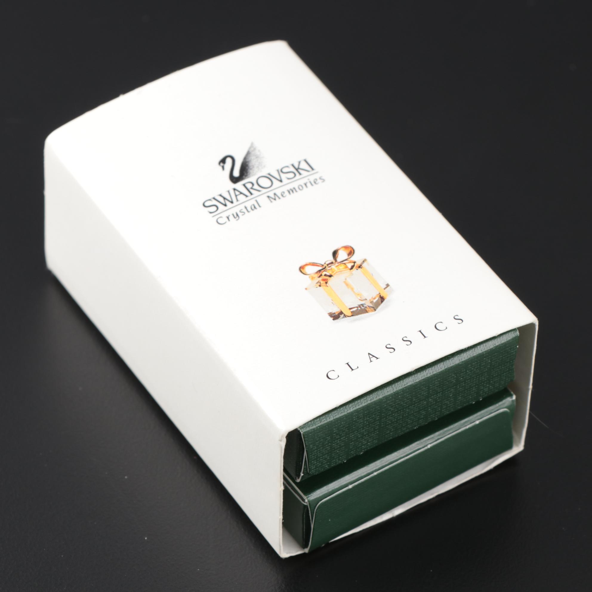 Swarovski Gift Boxes, Pitcher, Coffee Mill, and Perfume Bottle Crystal Figurines