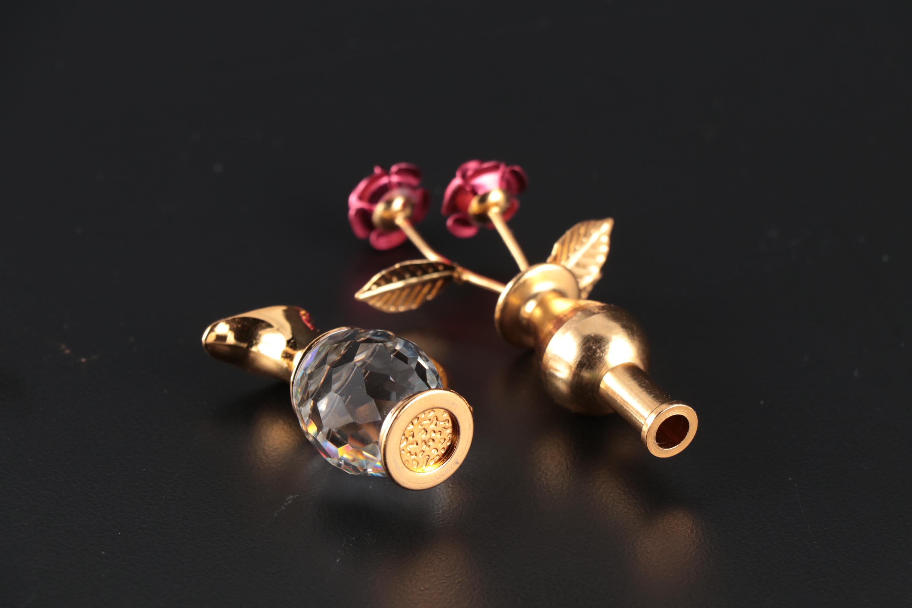 Swarovski Gift Boxes, Pitcher, Coffee Mill, and Perfume Bottle Crystal Figurines