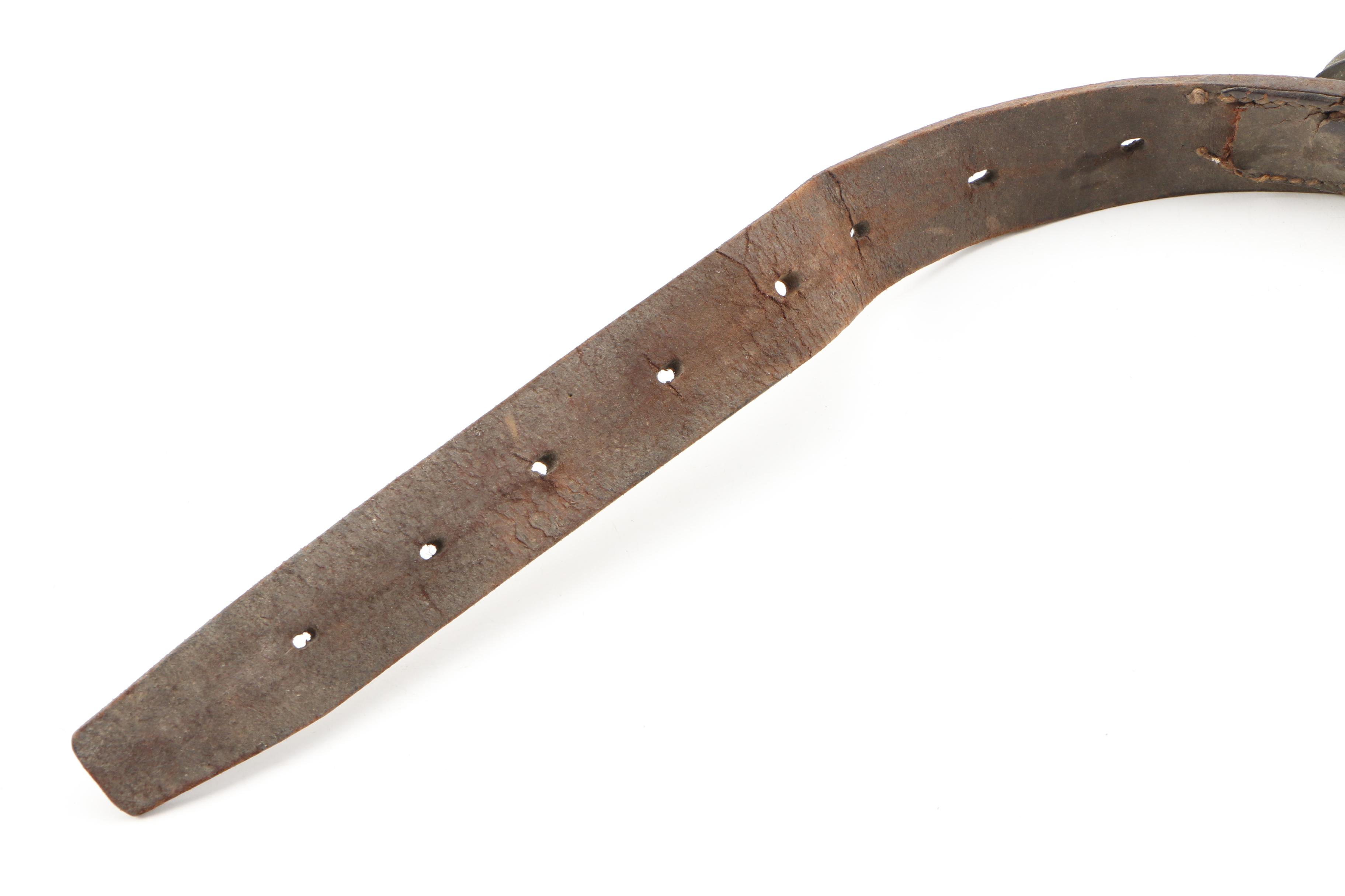 Graduated Brass Sleigh Bells on Leather Strap, Antique